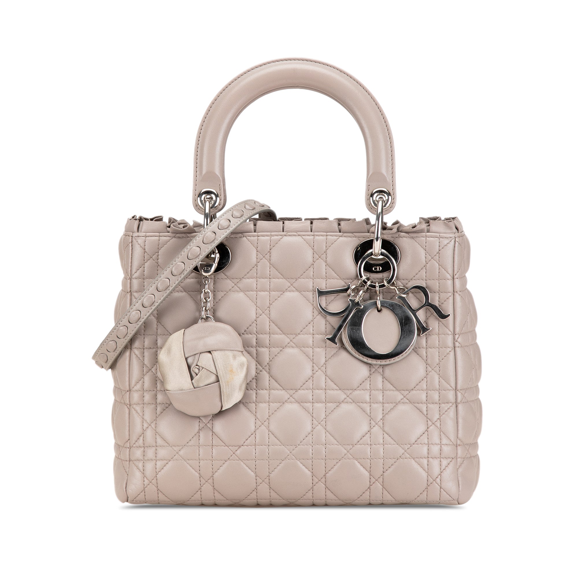 Dior Medium Lambskin Cannage Ruffle Trim Lady Dior - image 1