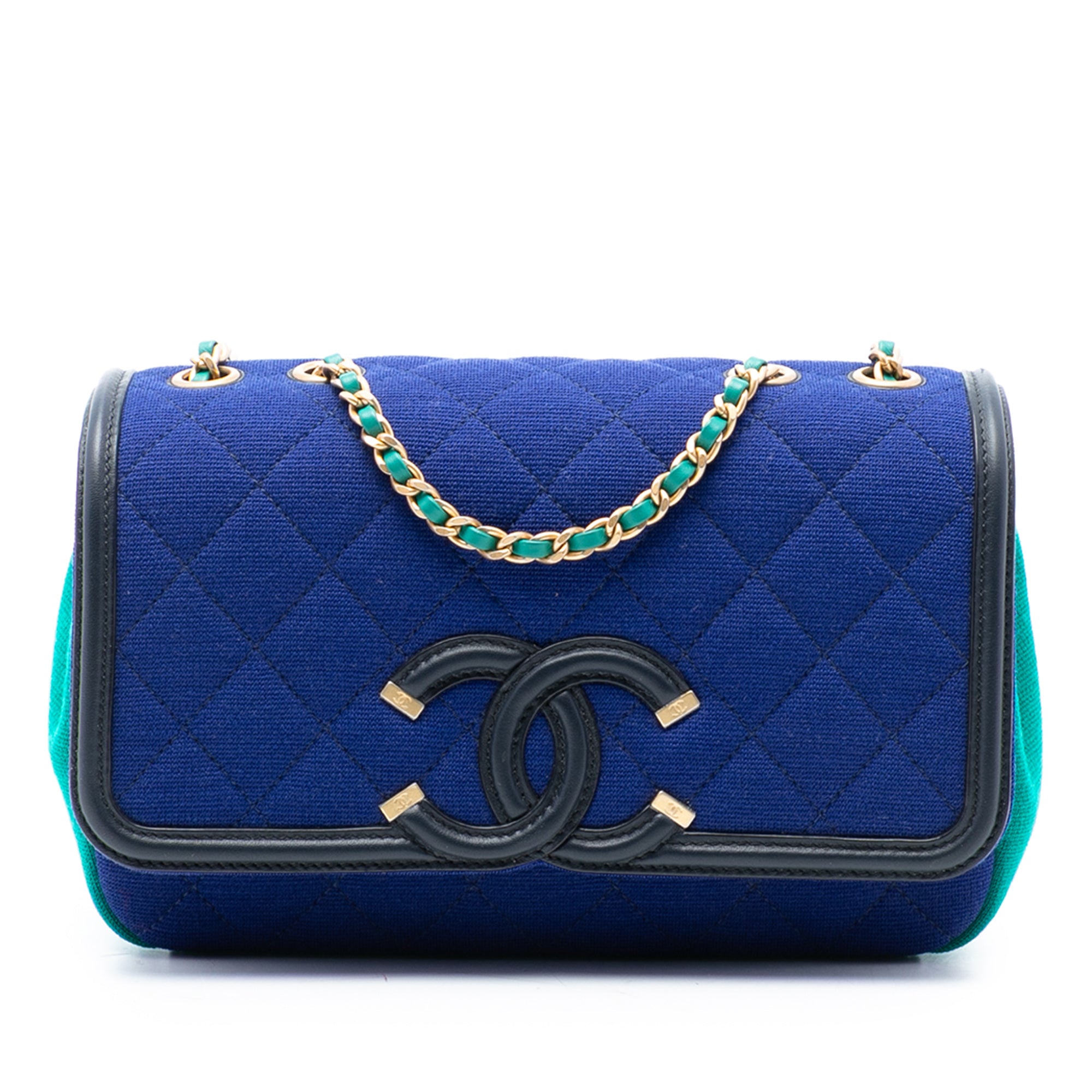 Chanel Small Tricolor Jersey CC Filigree Flap - image 1