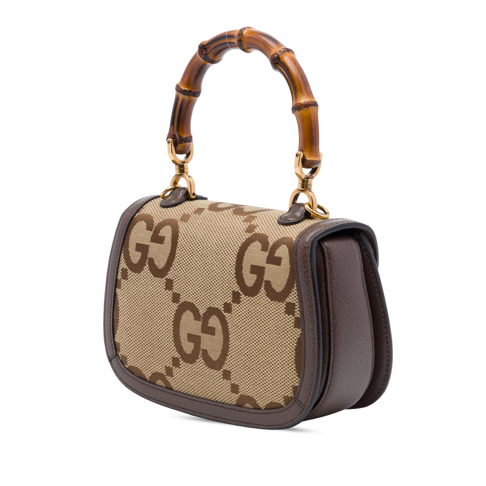 Gucci Small Jumbo GG Canvas Web Bamboo 1947 Top Handle Bag - image 2