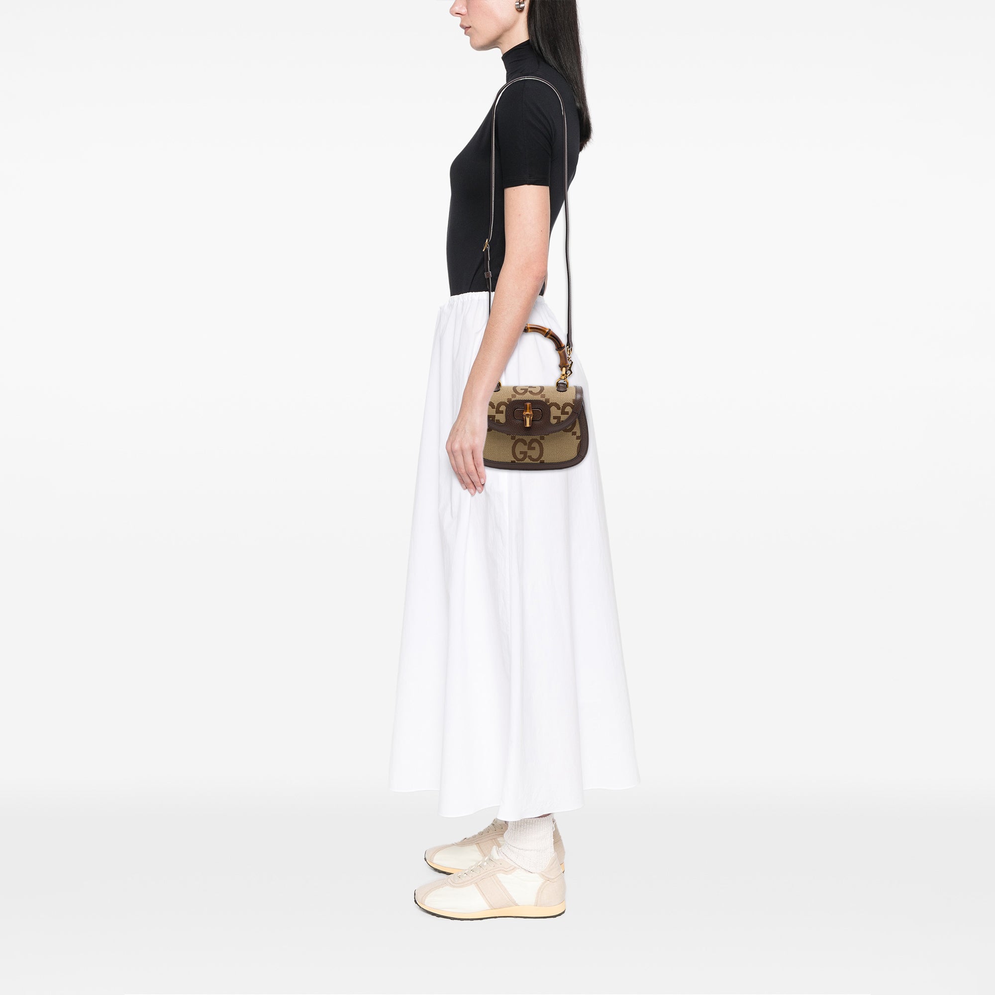 Gucci Small Jumbo GG Canvas Web Bamboo 1947 Top Handle Bag - image 6