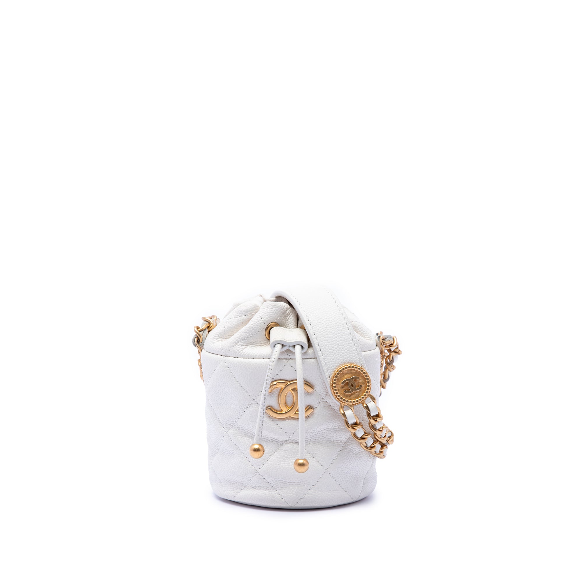 Chanel Mini Quilted Caviar Twist Your Buttons Drawstring Bucket Bag - image 1