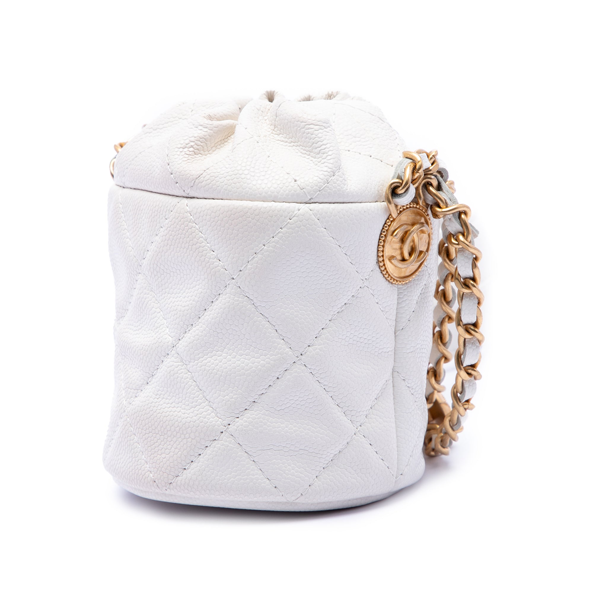Chanel Mini Quilted Caviar Twist Your Buttons Drawstring Bucket Bag - image 2