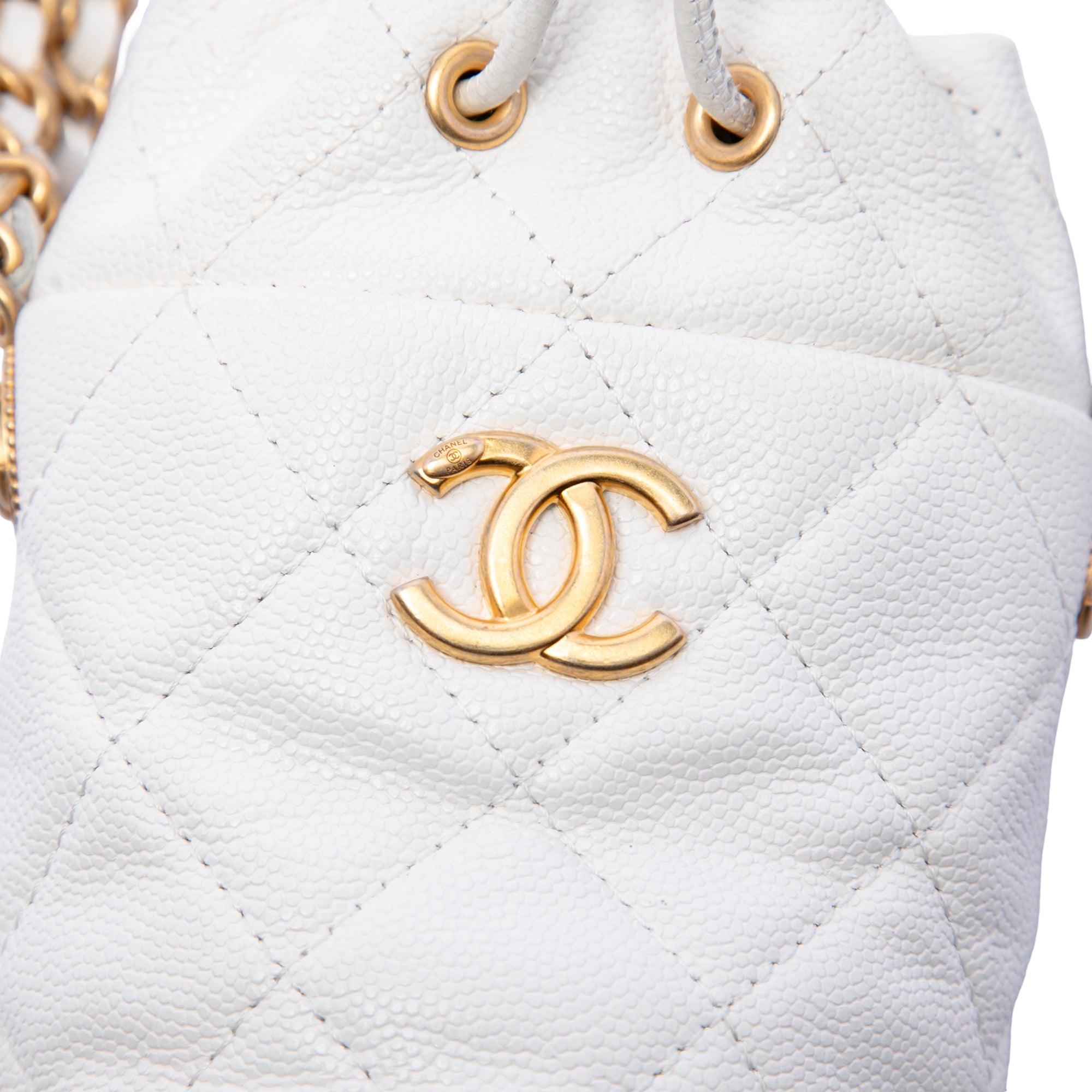 Chanel Mini Quilted Caviar Twist Your Buttons Drawstring Bucket Bag - image 5