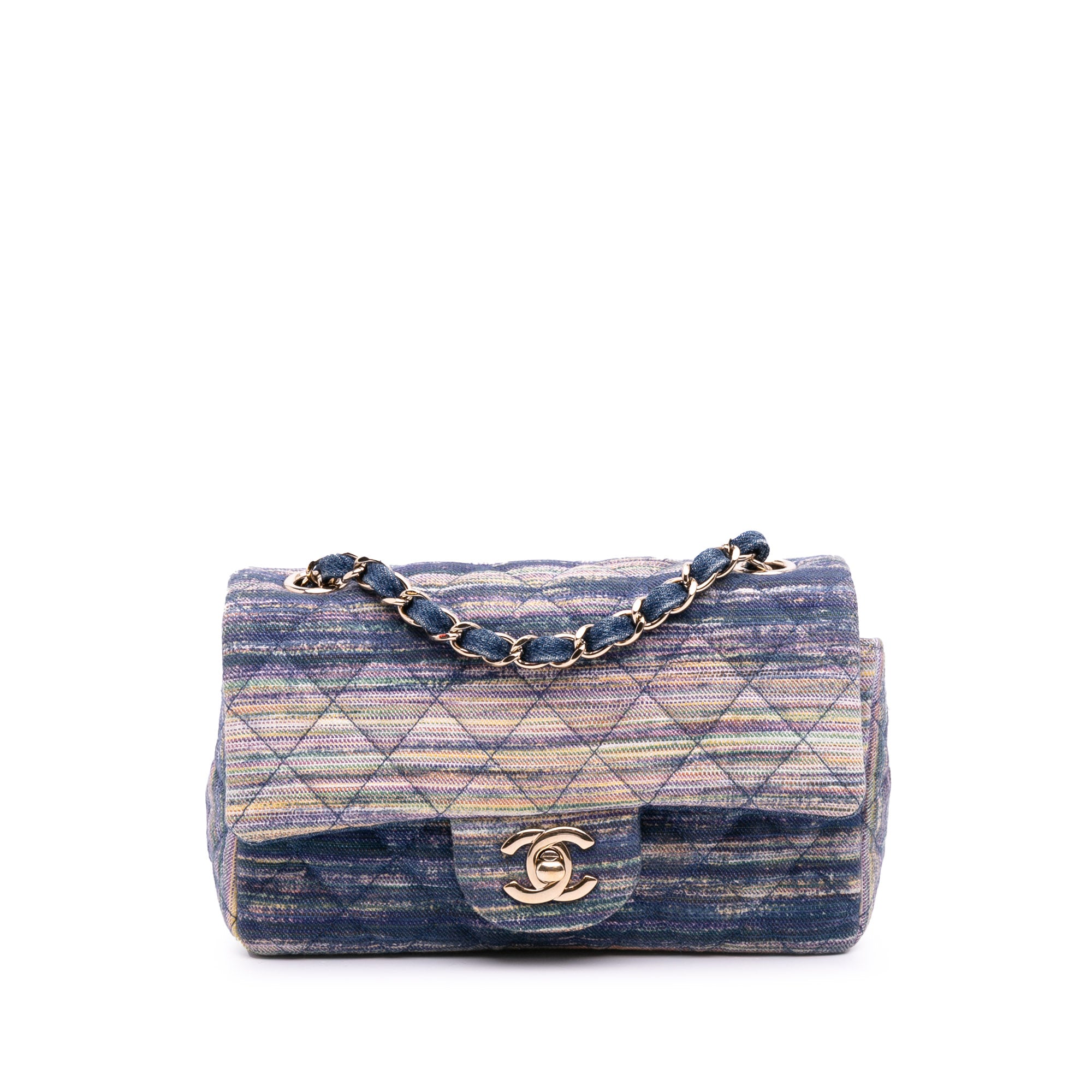 Chanel Mini Rectangular Classic Multicolor Denim Single Flap - image 1