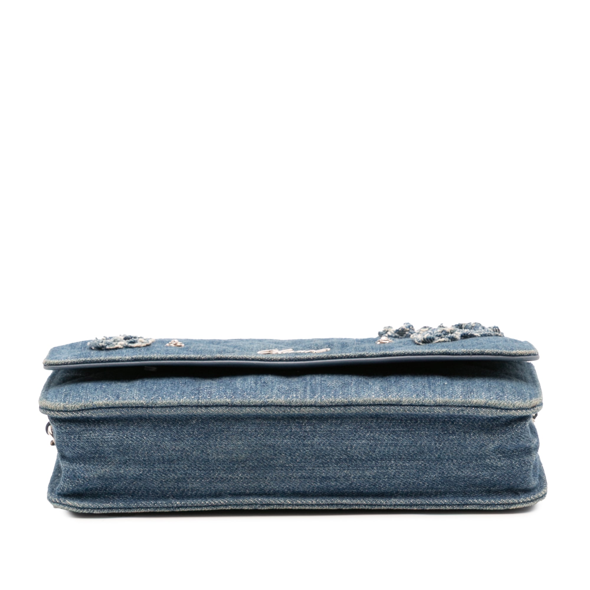 Chanel Quilted Denim Camellia Charms Wallet On Chain - image 3