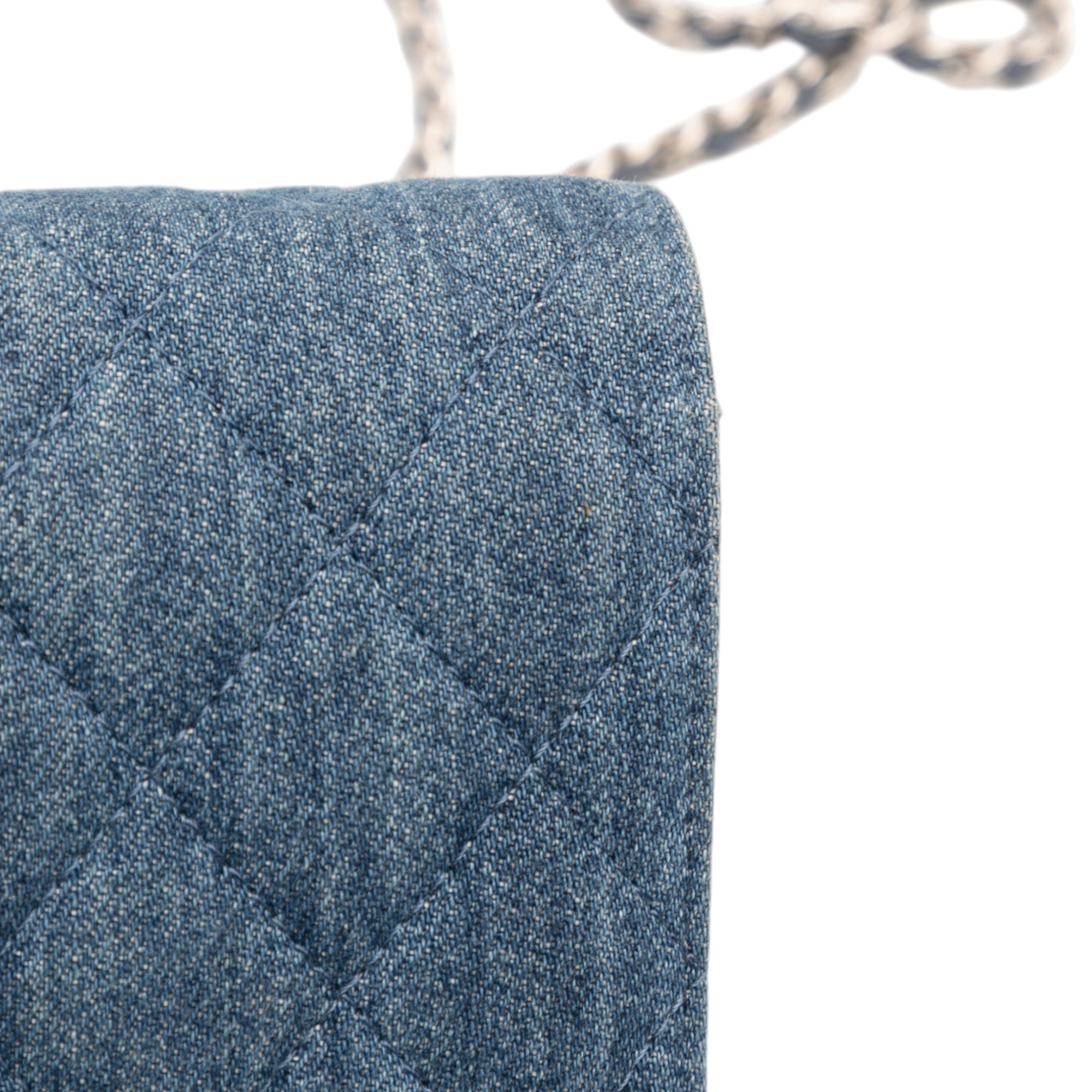 Chanel Quilted Denim Camellia Charms Wallet On Chain - image 9