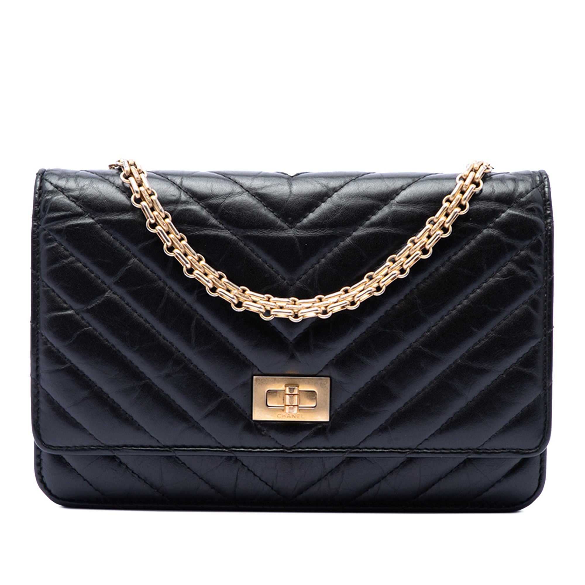Chanel Reissue 2.55 Chevron Aged Calfskin Wallet on Chain - image 1