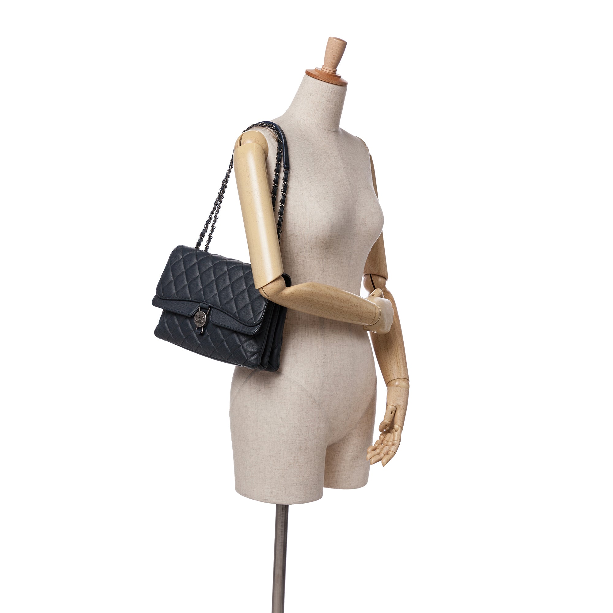 Chanel Small Quilted Grained Calfskin CC Round Clasp Accordion Flap - image 10