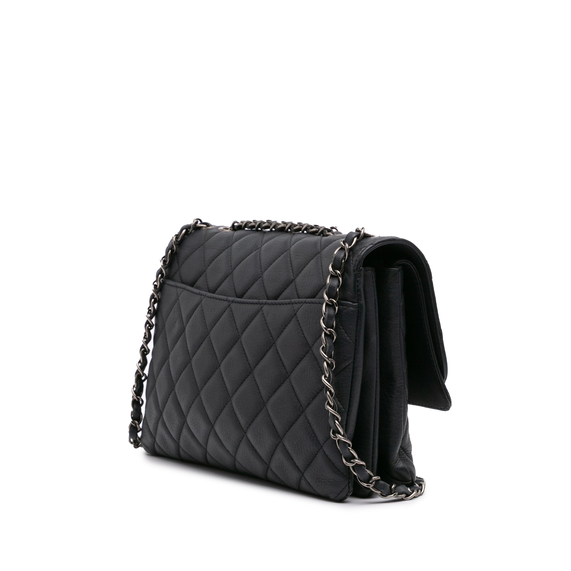 Chanel Small Quilted Grained Calfskin CC Round Clasp Accordion Flap - image 2