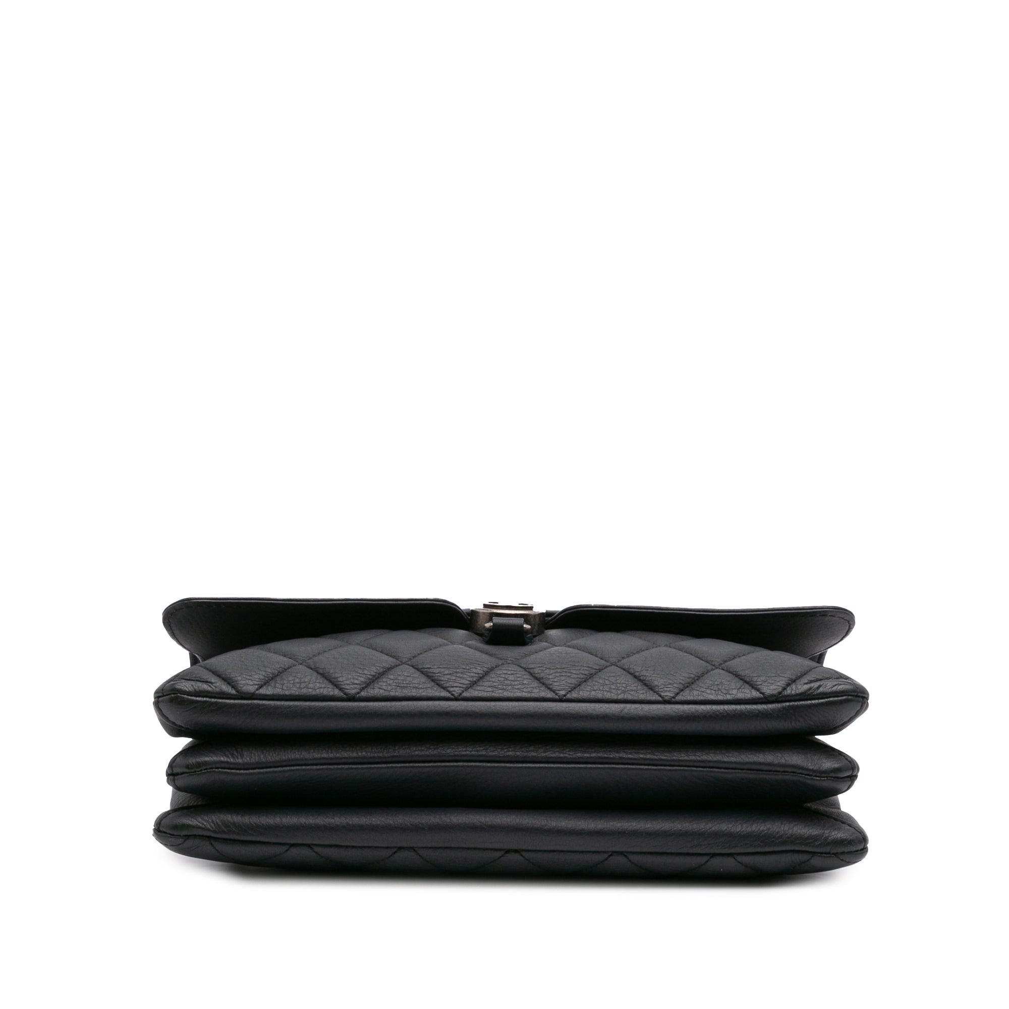 Chanel Small Quilted Grained Calfskin CC Round Clasp Accordion Flap - image 3