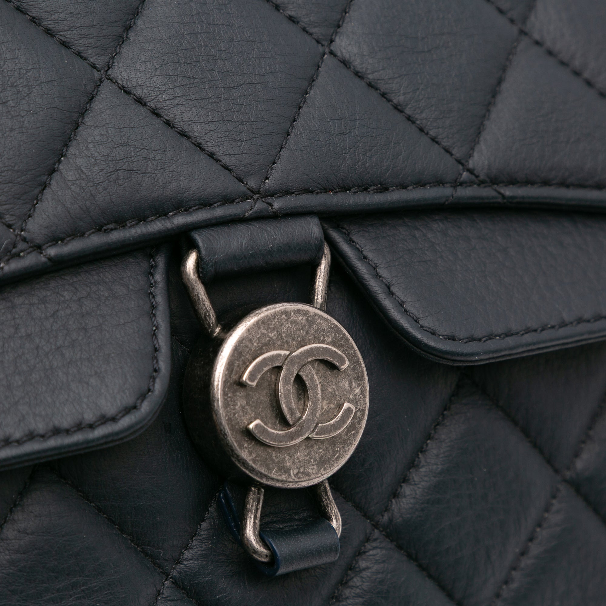 Chanel Small Quilted Grained Calfskin CC Round Clasp Accordion Flap - image 9