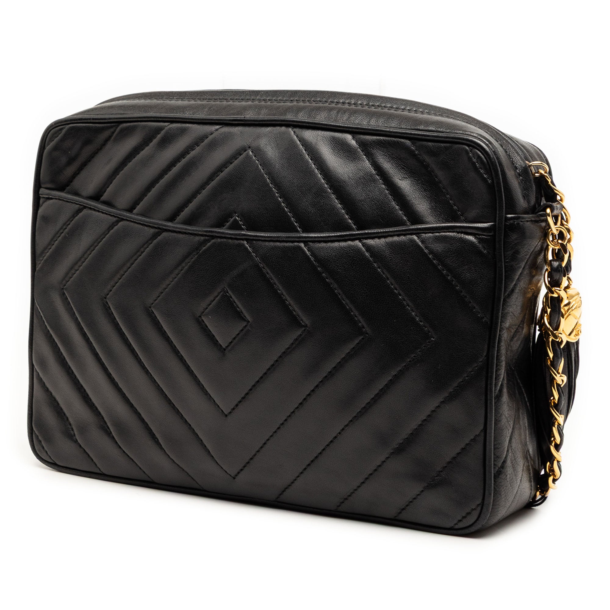 Chanel CC Diamond Quilted Lambskin Tassel Camera Bag - image 2