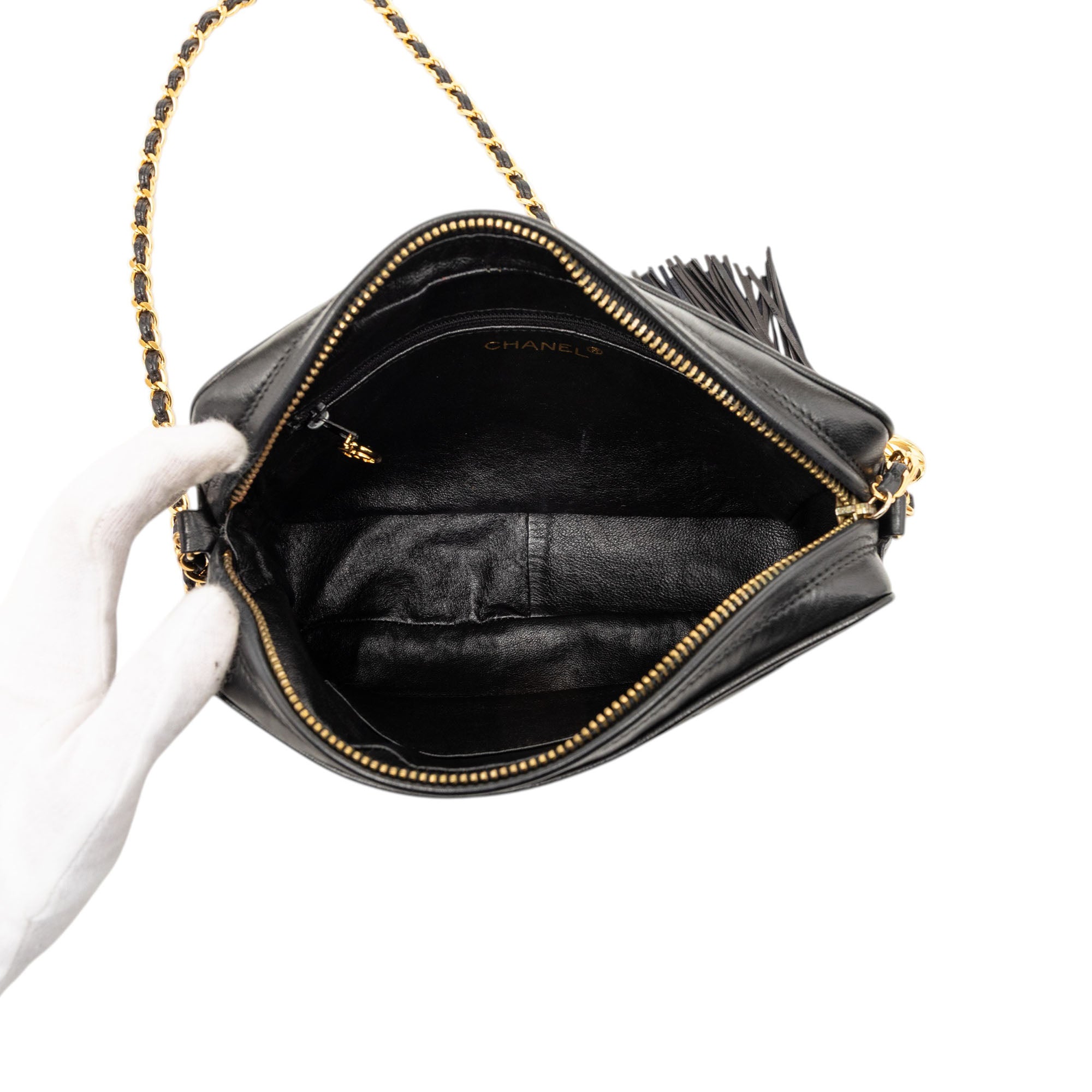 Chanel CC Diamond Quilted Lambskin Tassel Camera Bag - image 4