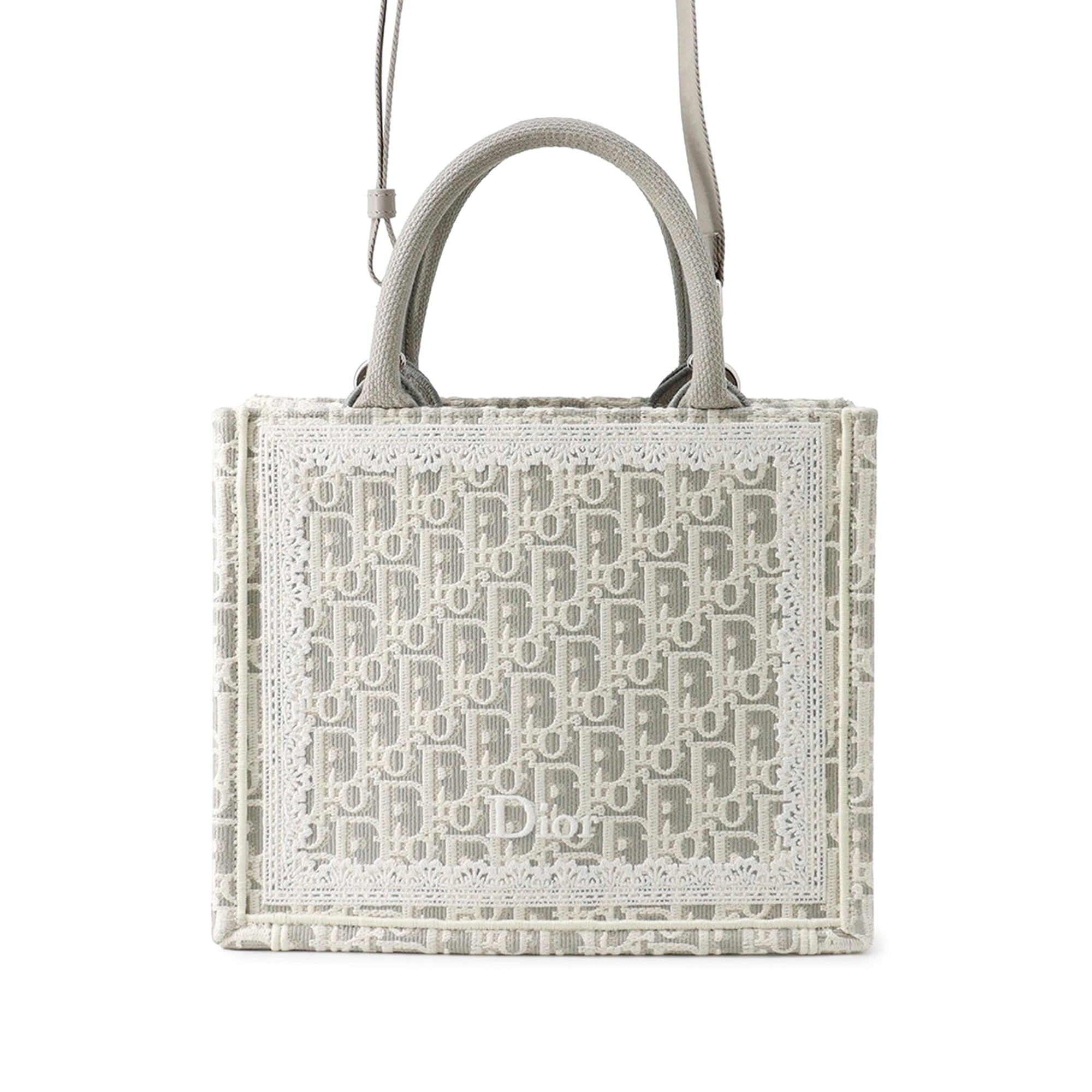 Dior Mini Oblique Embroidered Canvas Lace Book Tote - image 1