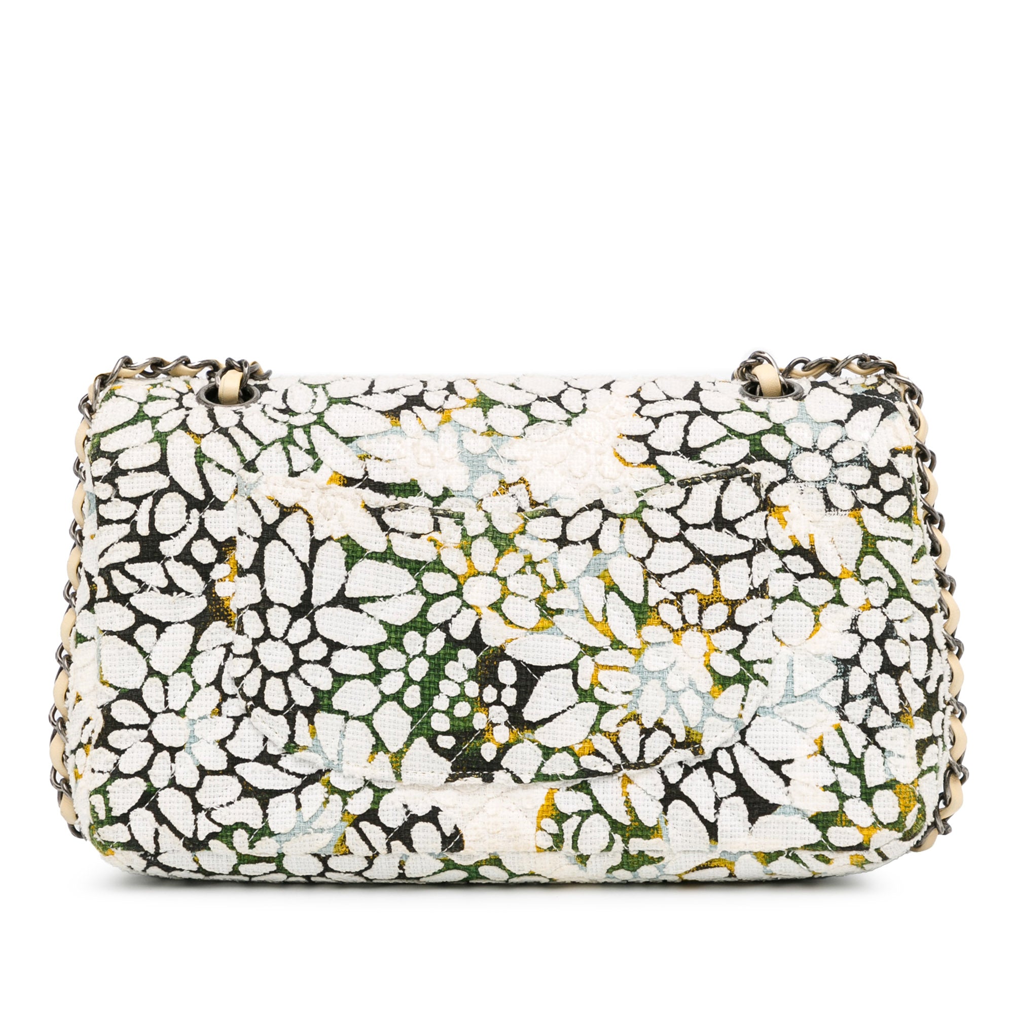 Chanel Medium Classic Chevron Tweed Floral Double Flap - image 3
