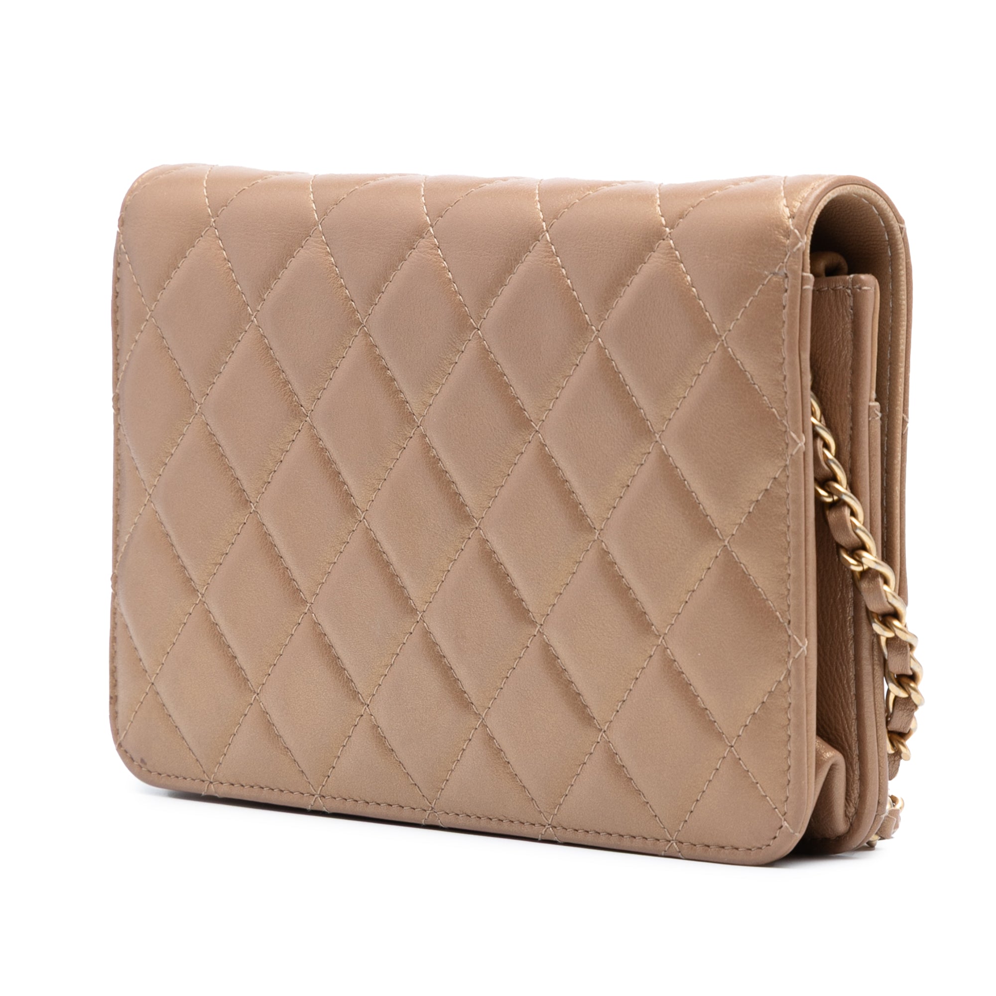 Chanel CC Quilted Metallic Lambskin Chic Wallet on Chain - image 2