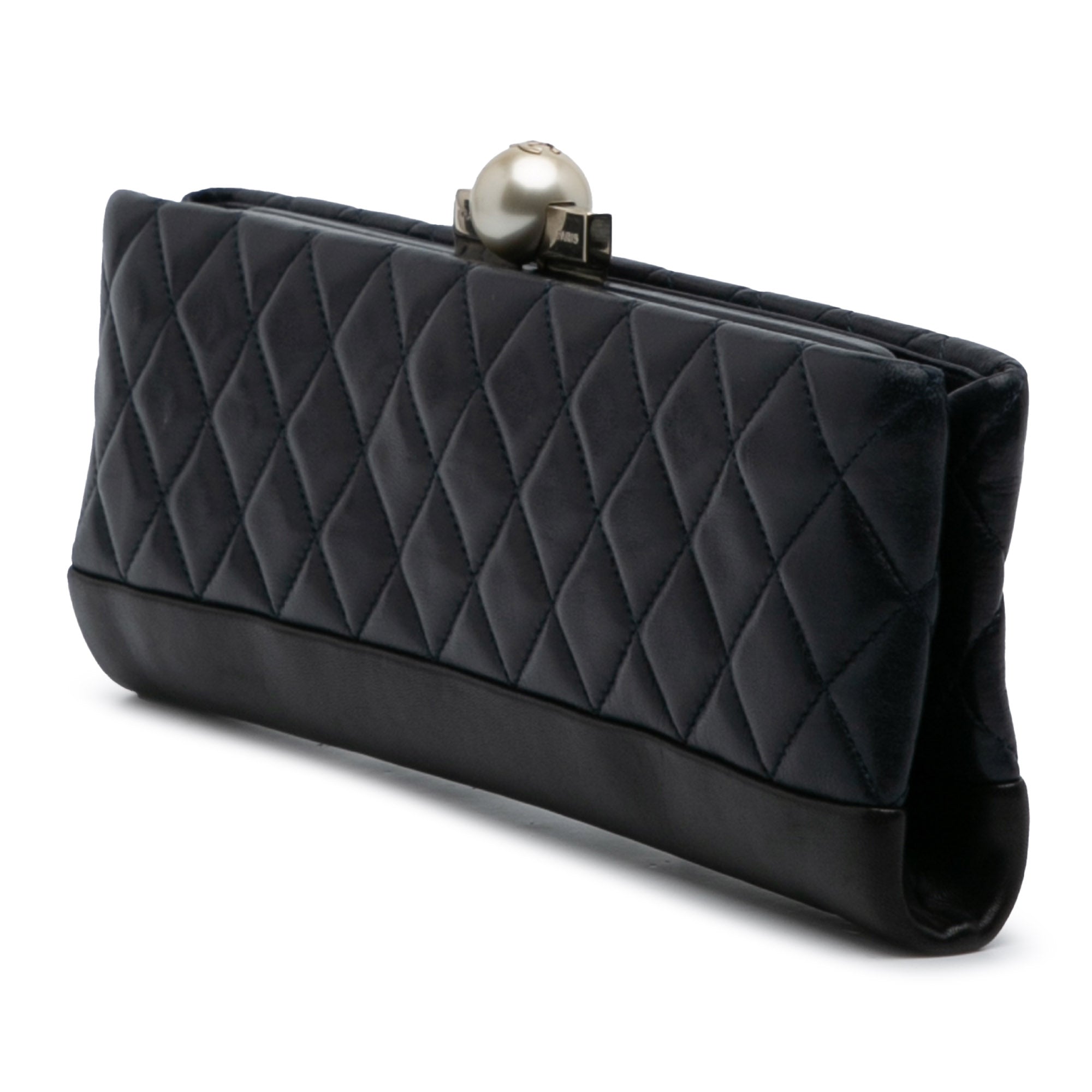 Chanel CC Quilted Lambskin Pearl Clutch - image 2
