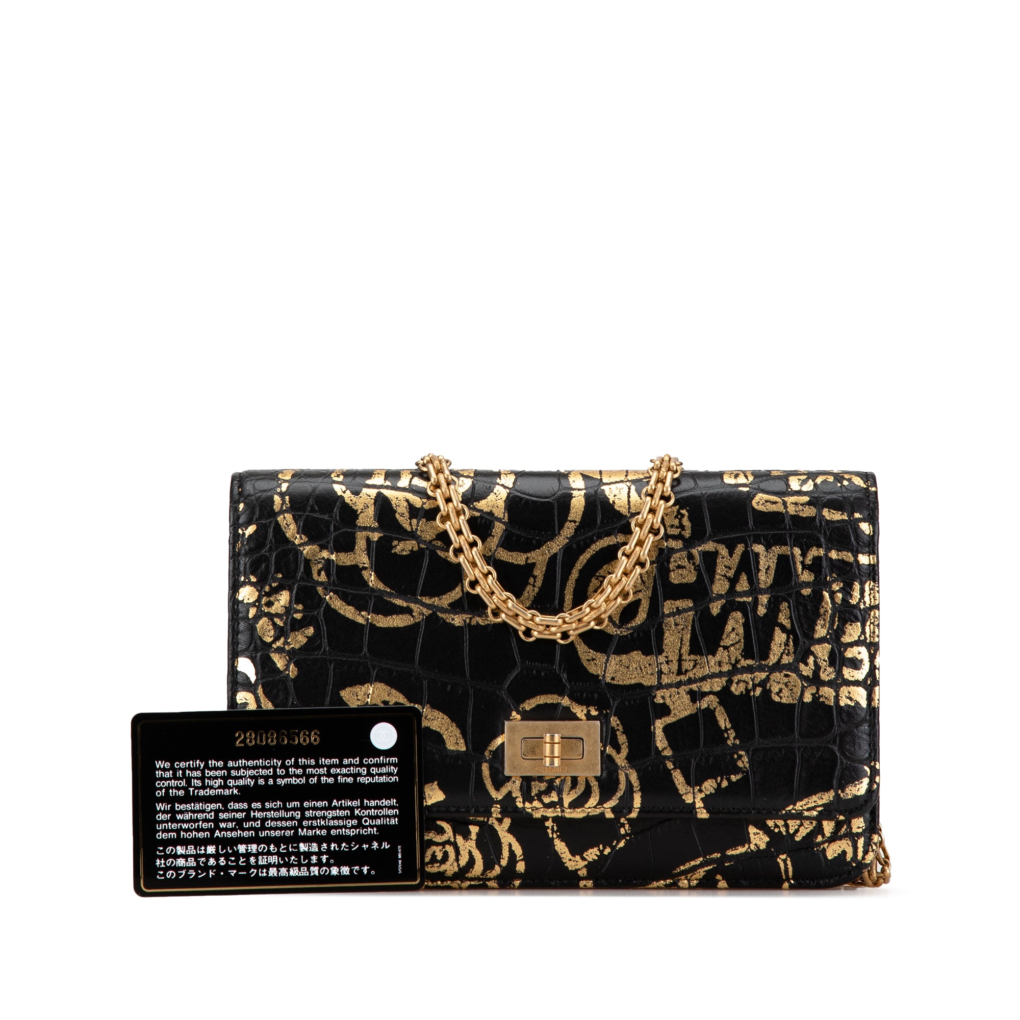 Chanel Calfskin Crocodile Embossed Graffiti 2.55 Cocodile Reissue Wallet On Chain - image 10