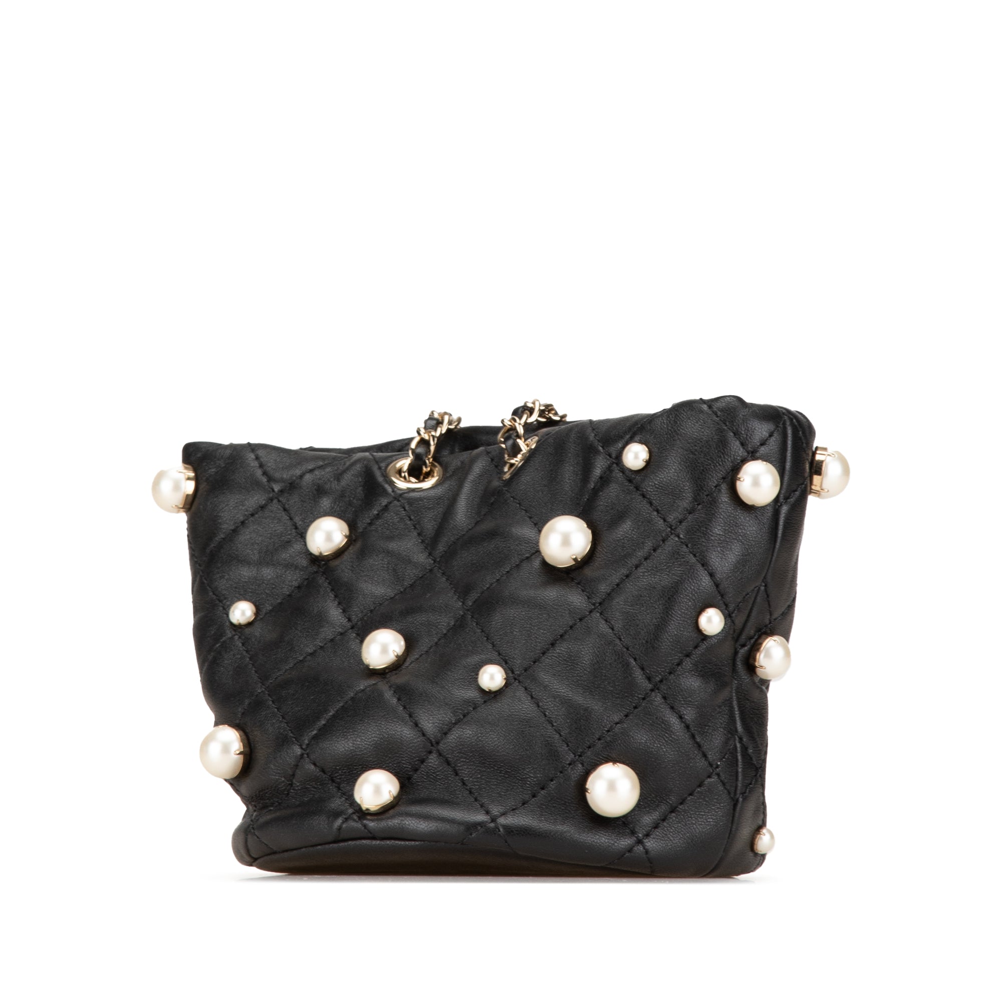 Chanel Mini Calfaskin About Pearls Drawstring Bucket Bag - image 2