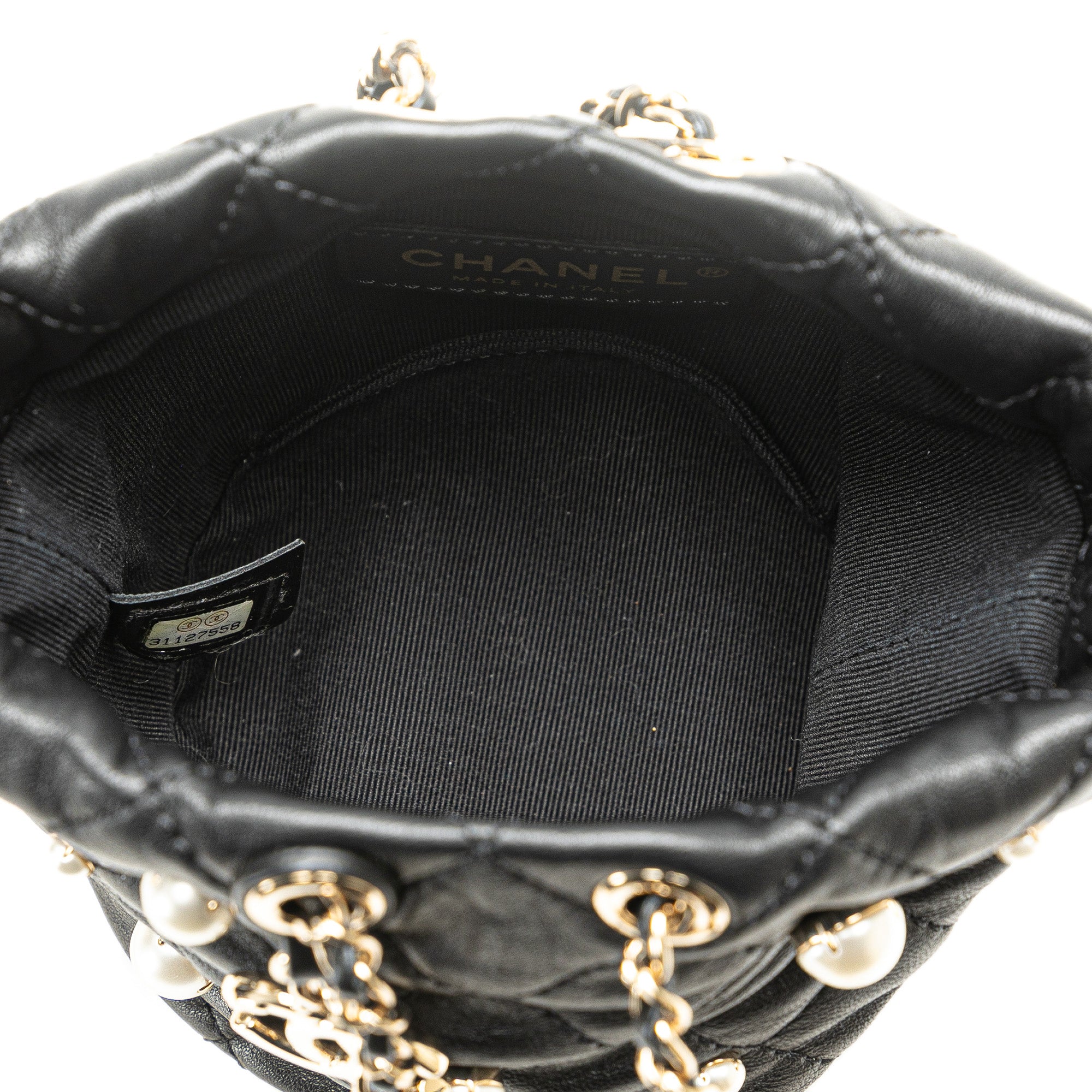 Chanel Mini Calfaskin About Pearls Drawstring Bucket Bag - image 4