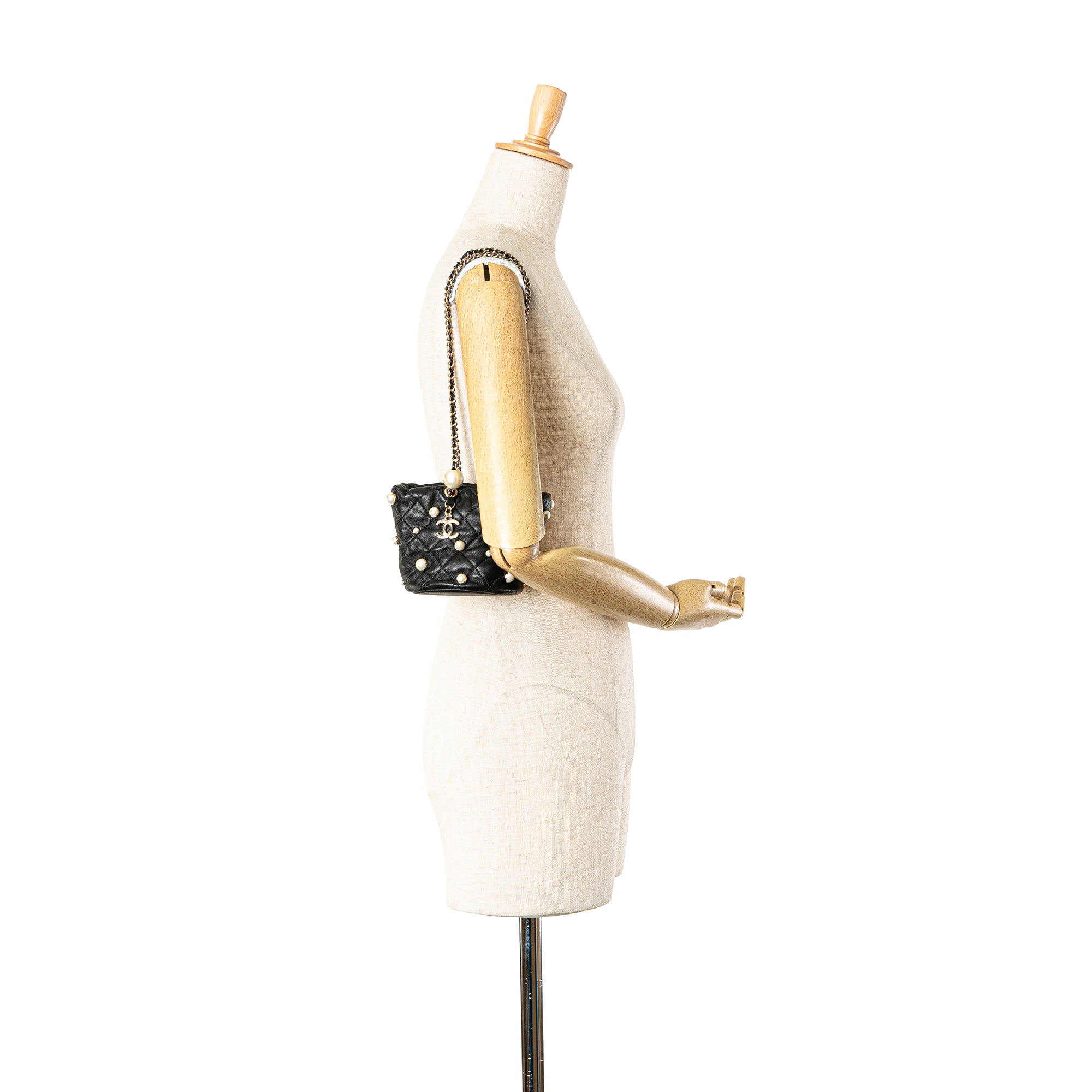 Chanel Mini Calfaskin About Pearls Drawstring Bucket Bag - image 7
