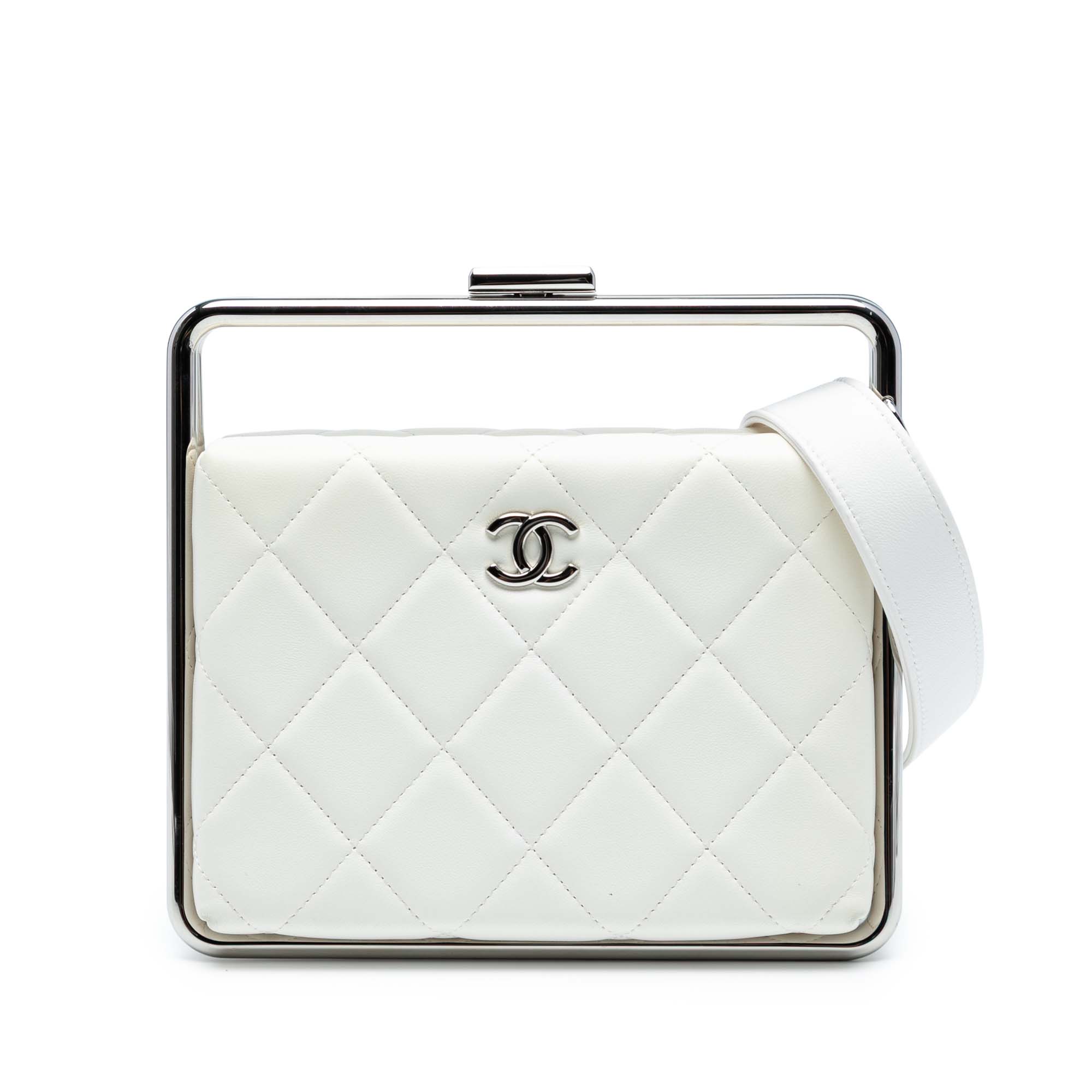 Chanel Quilted Lambskin Metal Bar Convertible Clutch - image 1