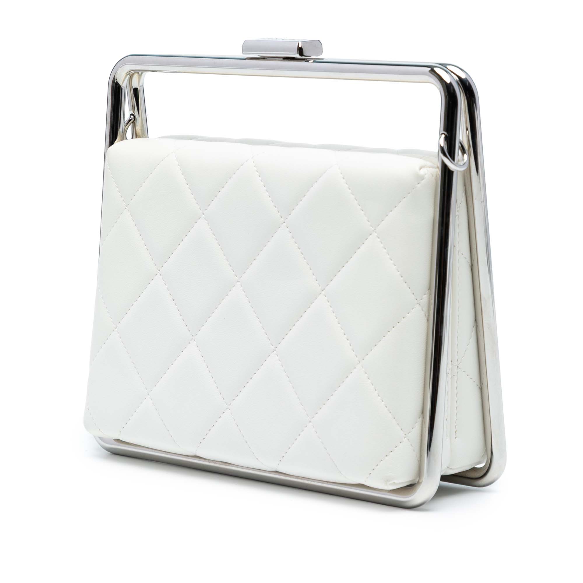Chanel Quilted Lambskin Metal Bar Convertible Clutch - image 2