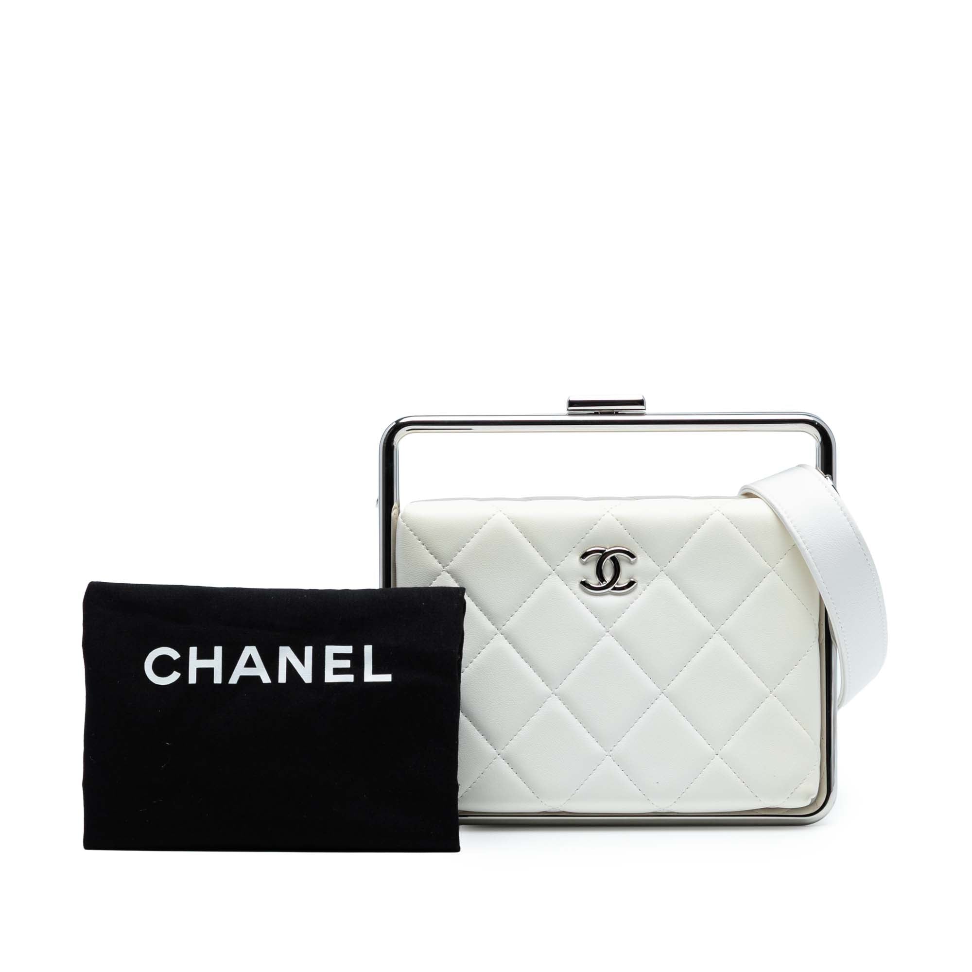 Chanel Quilted Lambskin Metal Bar Convertible Clutch - image 8