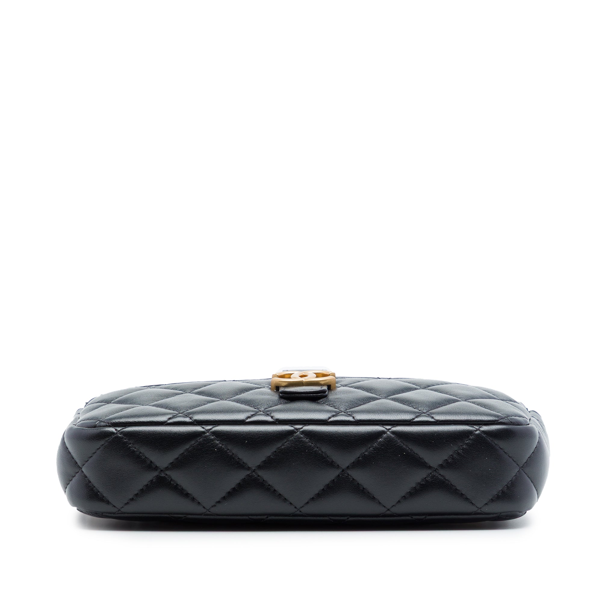 Chanel CC Quilted Lambskin and Suede Double Zip Phone Holder With Chain - image 3