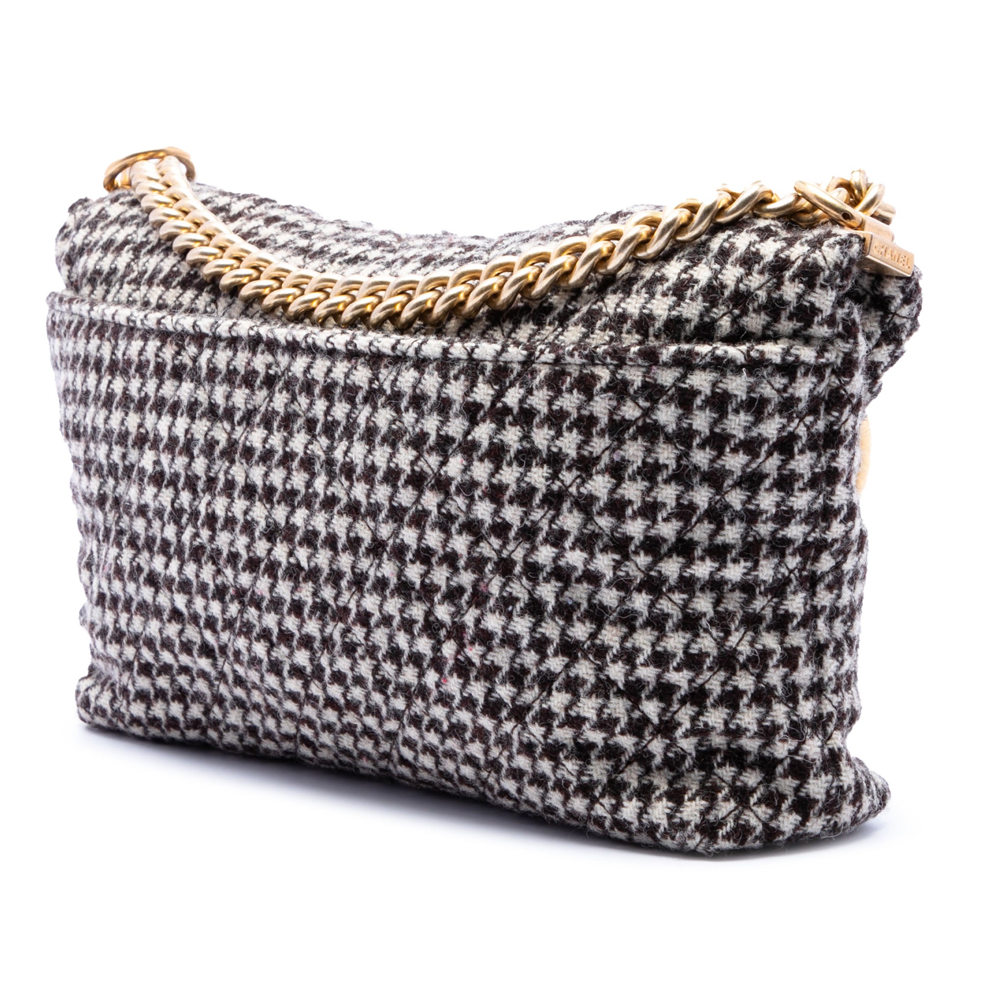 Chanel Medium Quilted Houndstooth Tweed and Calfskin Tabatiere Kisslock Fold Over Crossbody - image 2