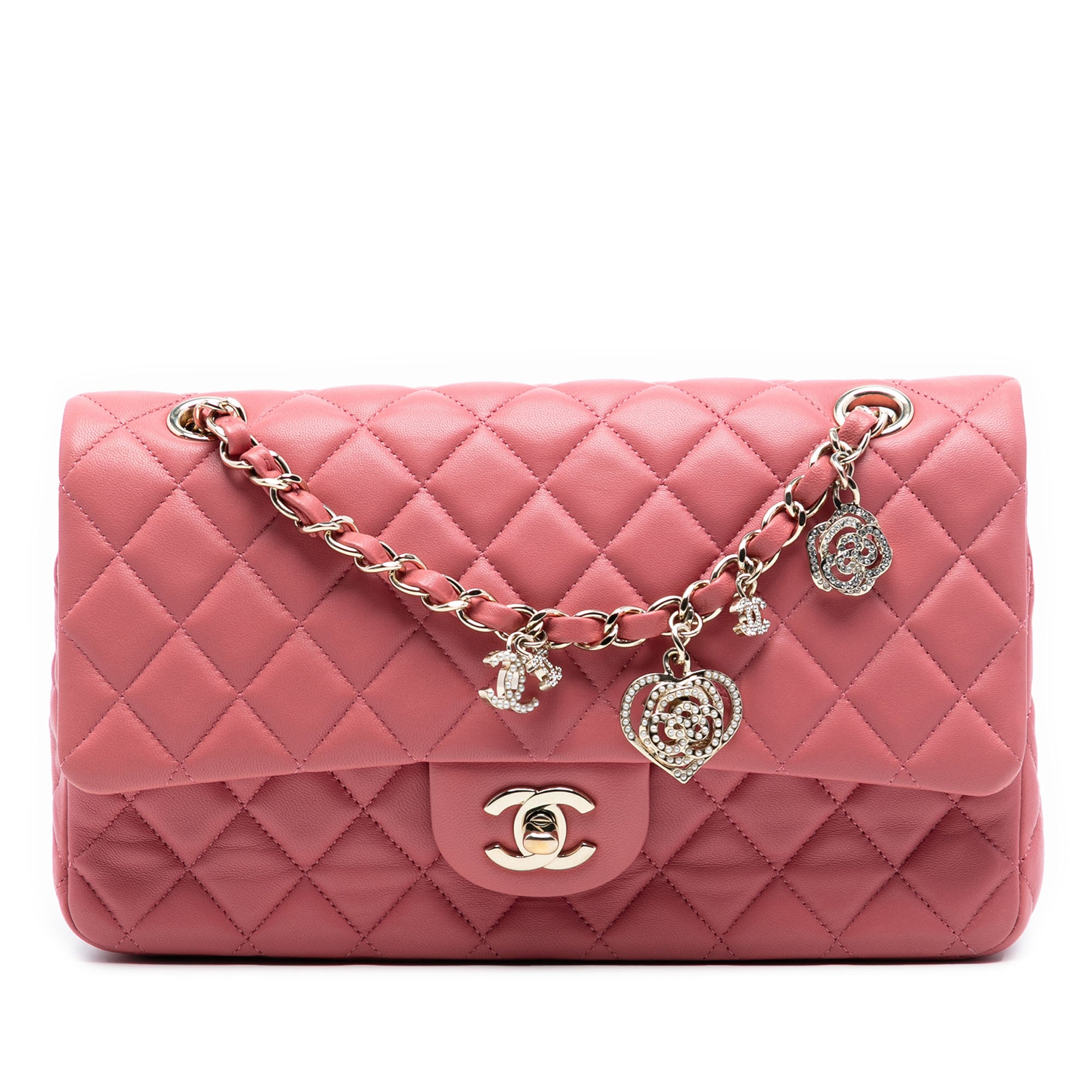 Chanel Medium Classic Lambskin Valentines Heart Charms Single Flap - image 1