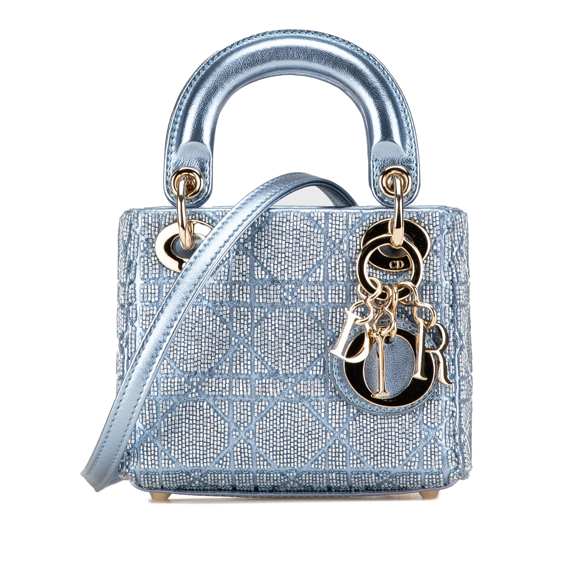 Dior Micro Metallic Calfskin Cannage Beaded Lady Dior - image 1