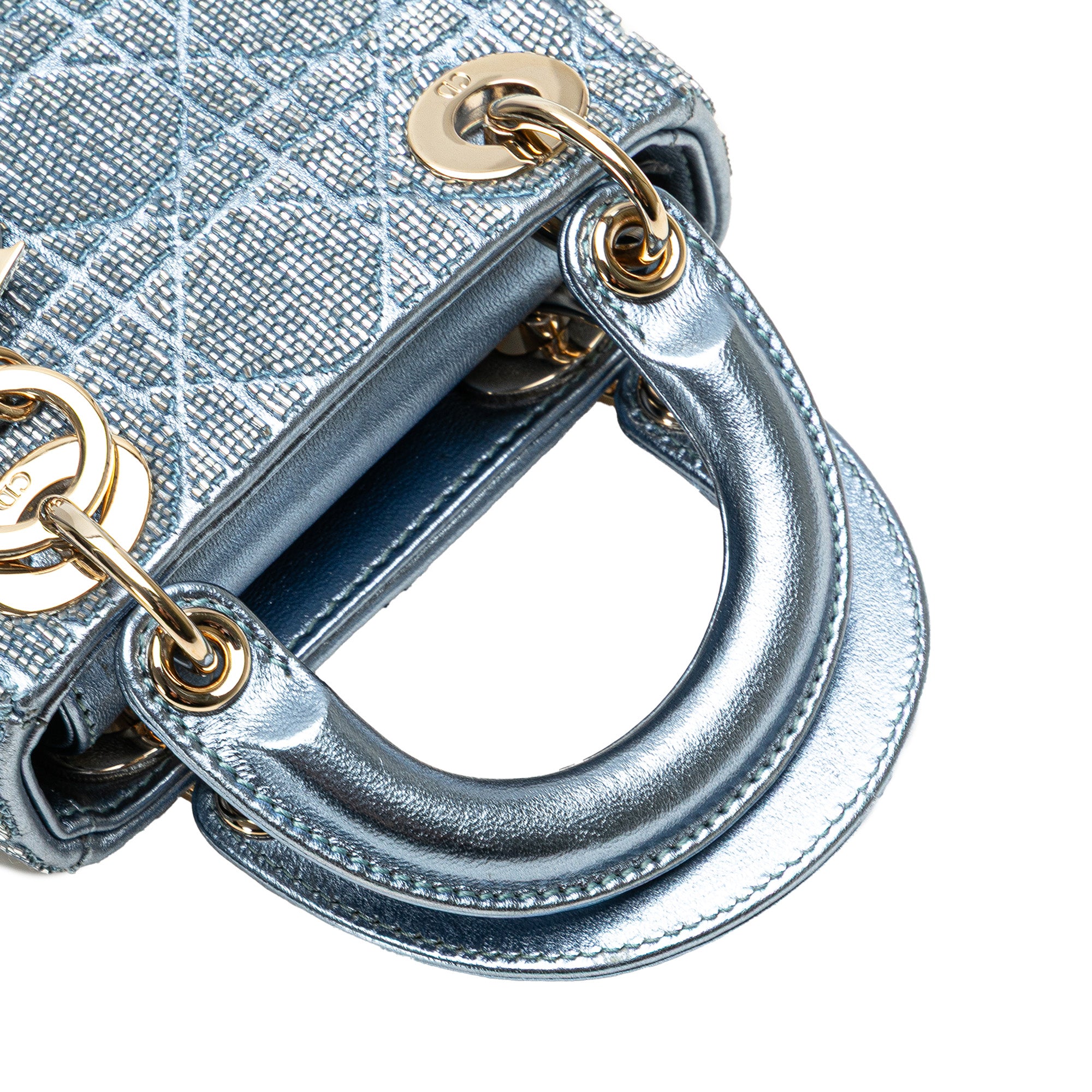 Dior Micro Metallic Calfskin Cannage Beaded Lady Dior - image 11