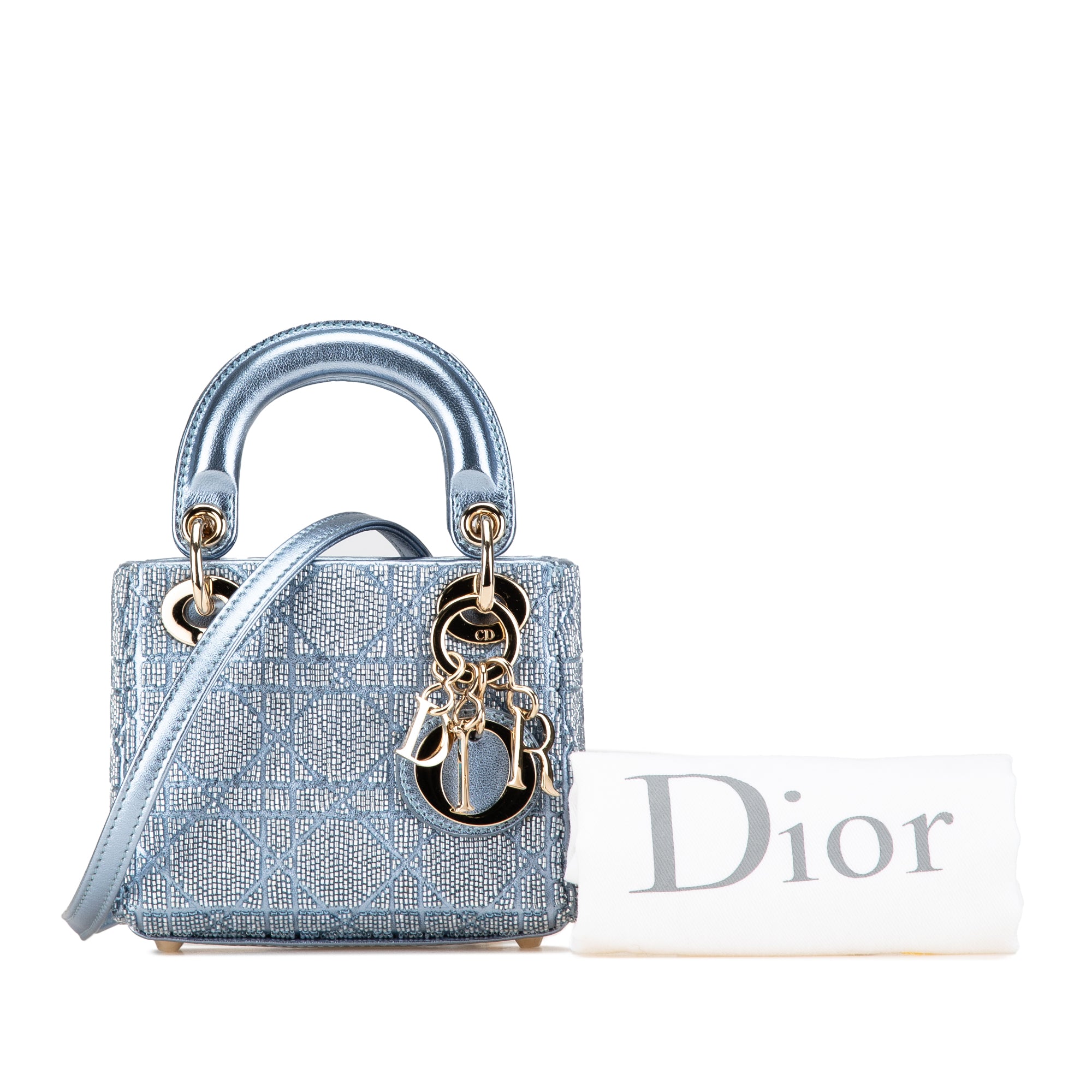 Dior Micro Metallic Calfskin Cannage Beaded Lady Dior - image 13