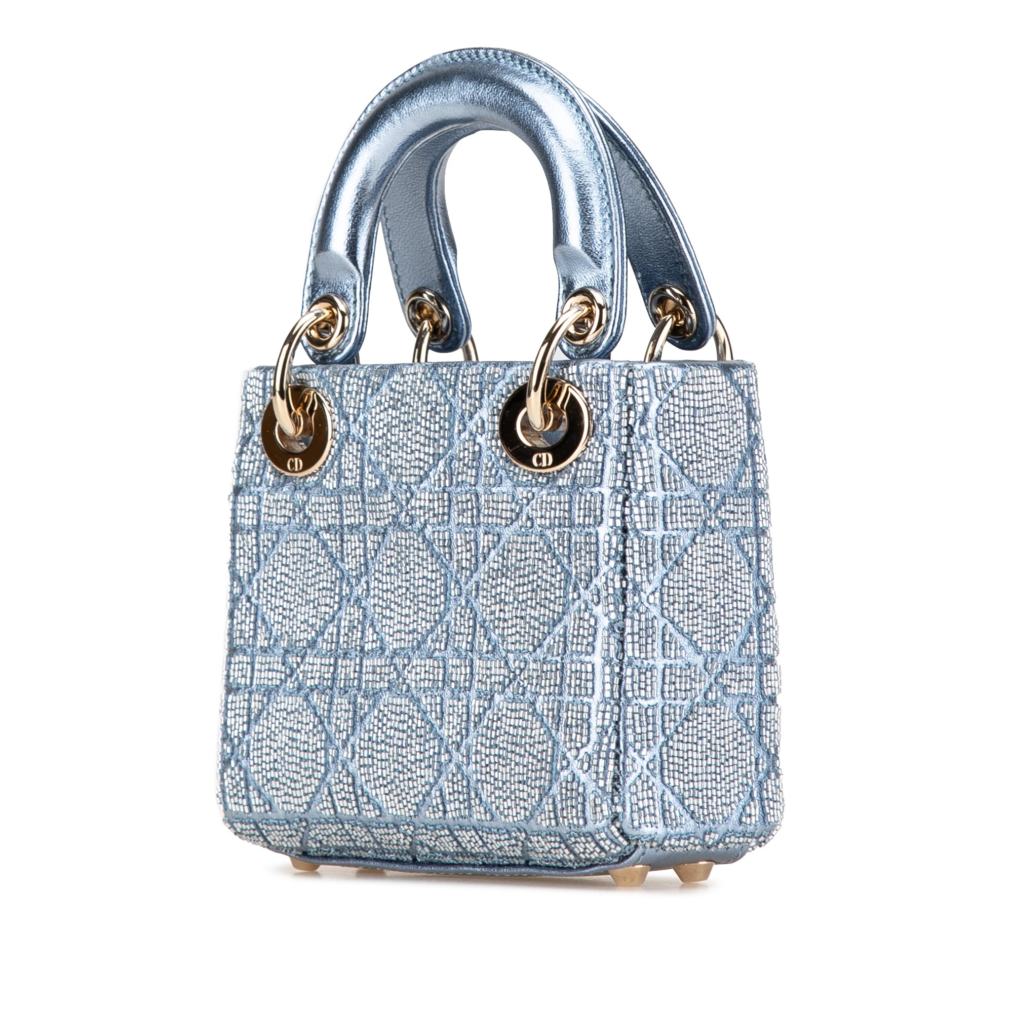 Dior Micro Metallic Calfskin Cannage Beaded Lady Dior - image 2