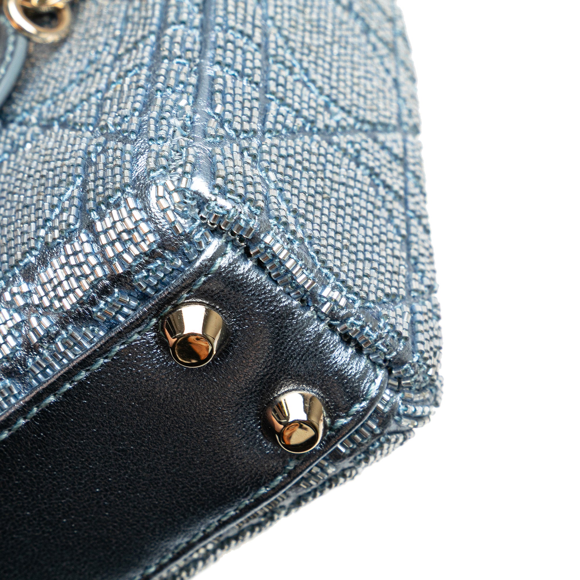 Dior Micro Metallic Calfskin Cannage Beaded Lady Dior - image 9