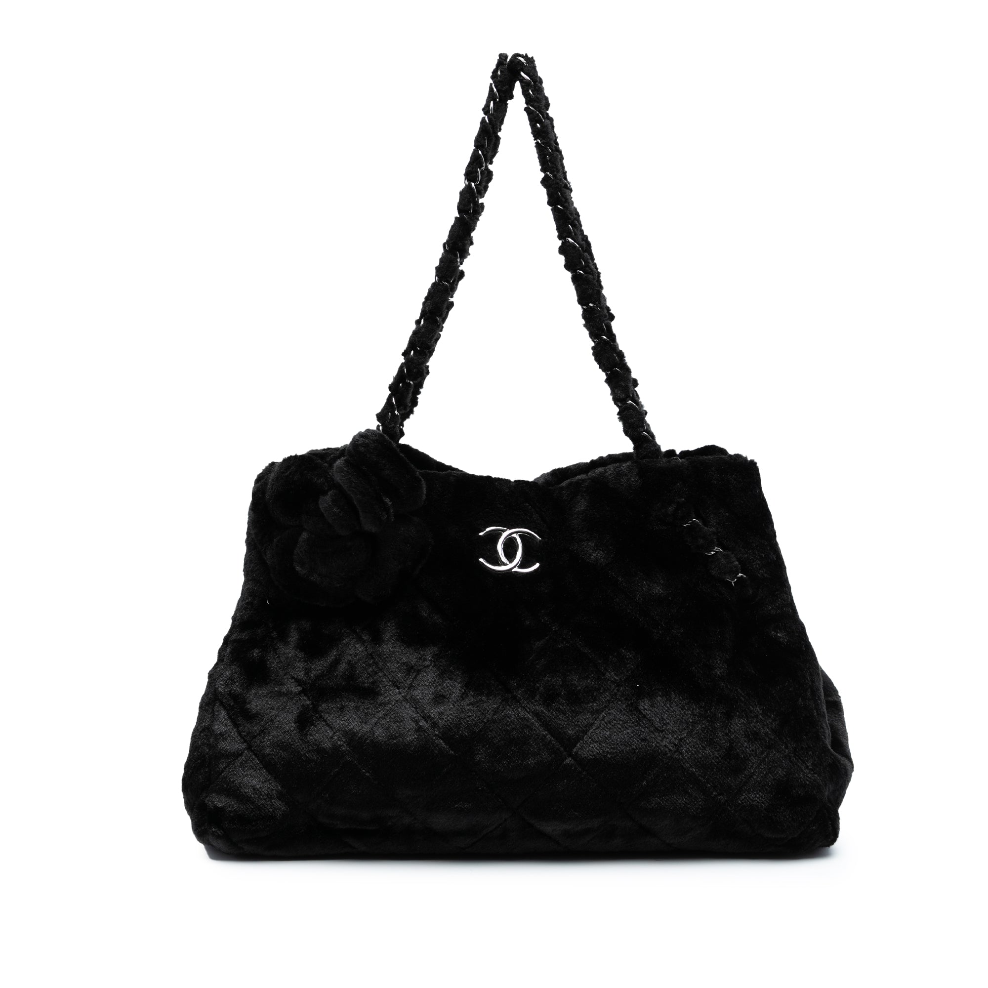 Chanel Quilted Fantasy Fur Camellia Tote - image 1