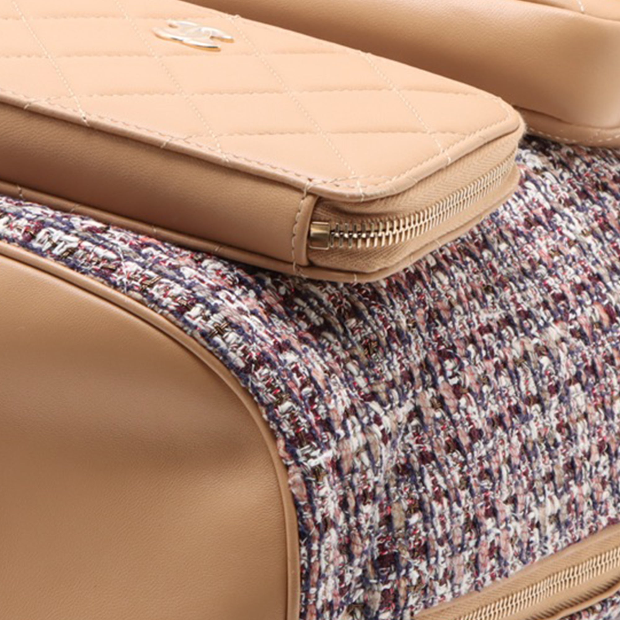 Chanel Tweed and Quilted Lambskin Multi Pocket Drawstring Backpack - image 6