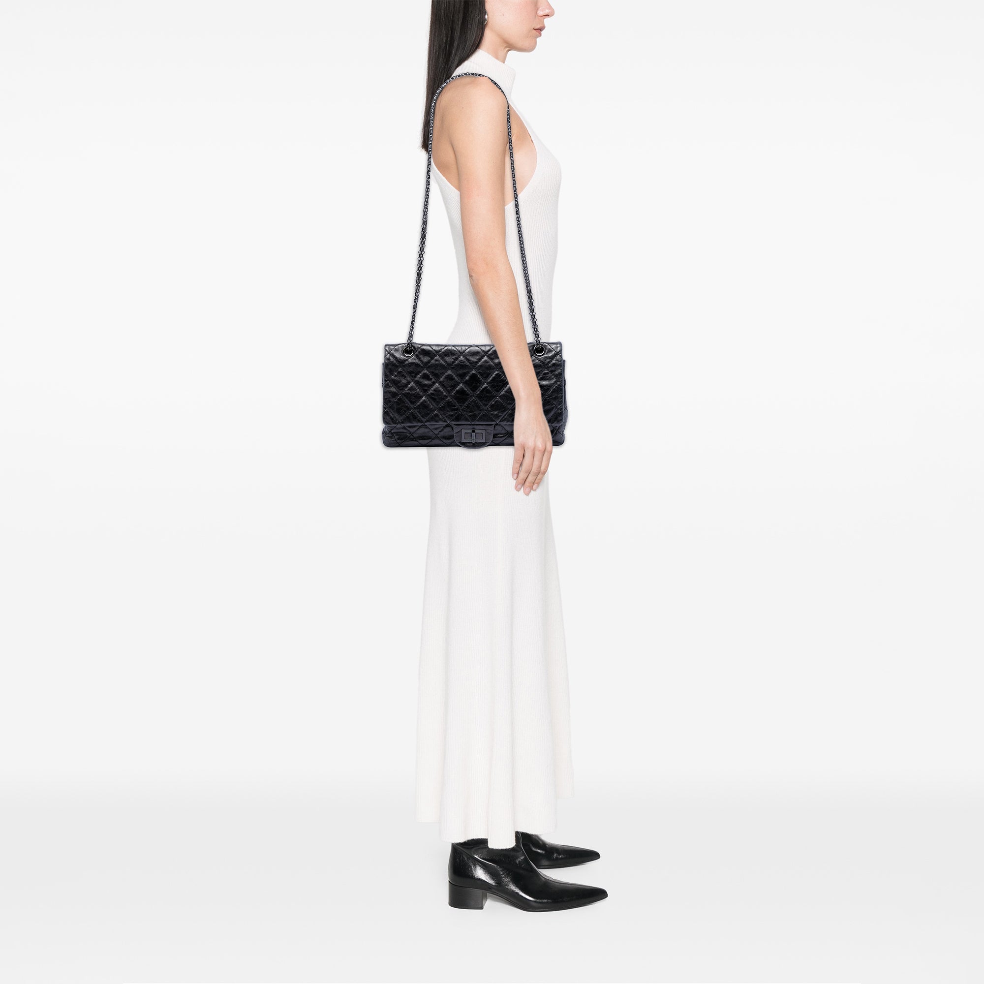 Chanel Quilted Aged Calfskin So Black Reissue 2.55 Double Flap 227 - image 7