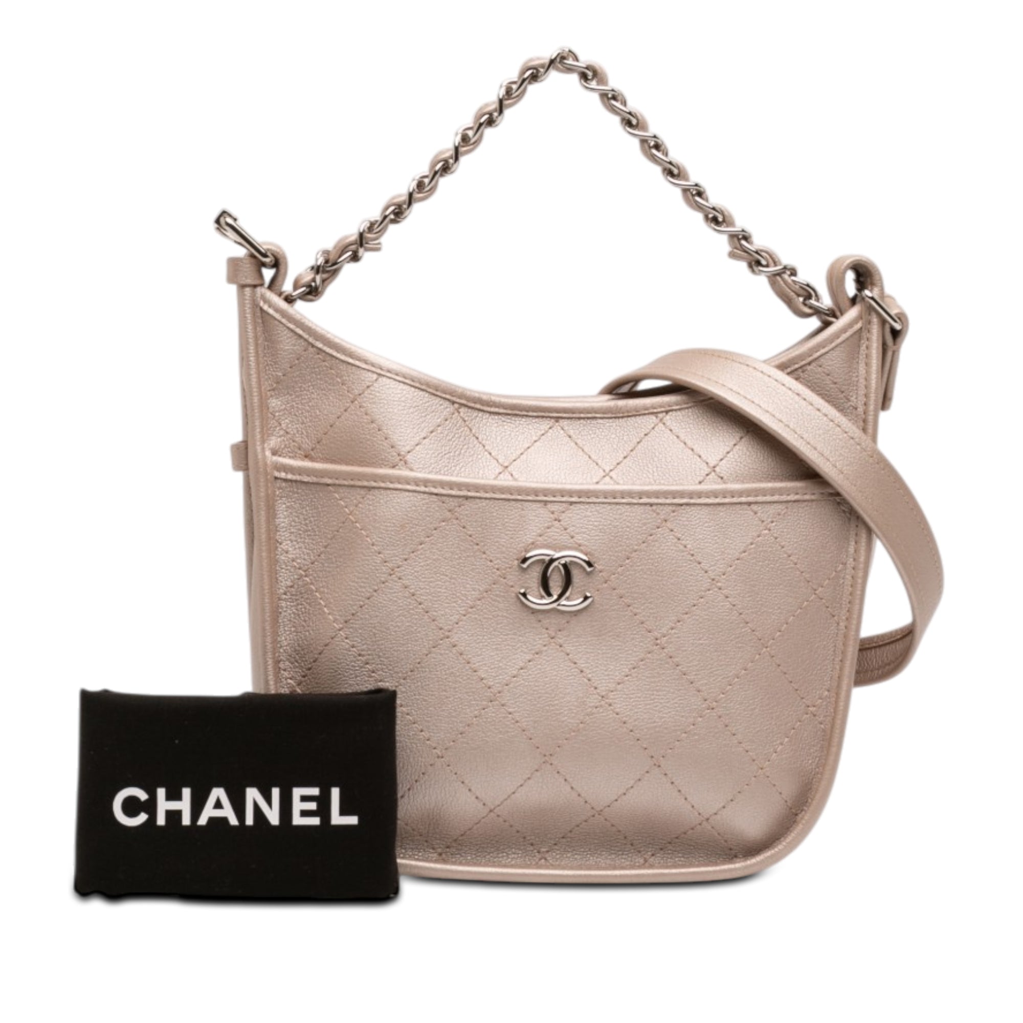 Chanel Small Quilted Metallic Calfskin Jungle Stroll Hobo - image 7