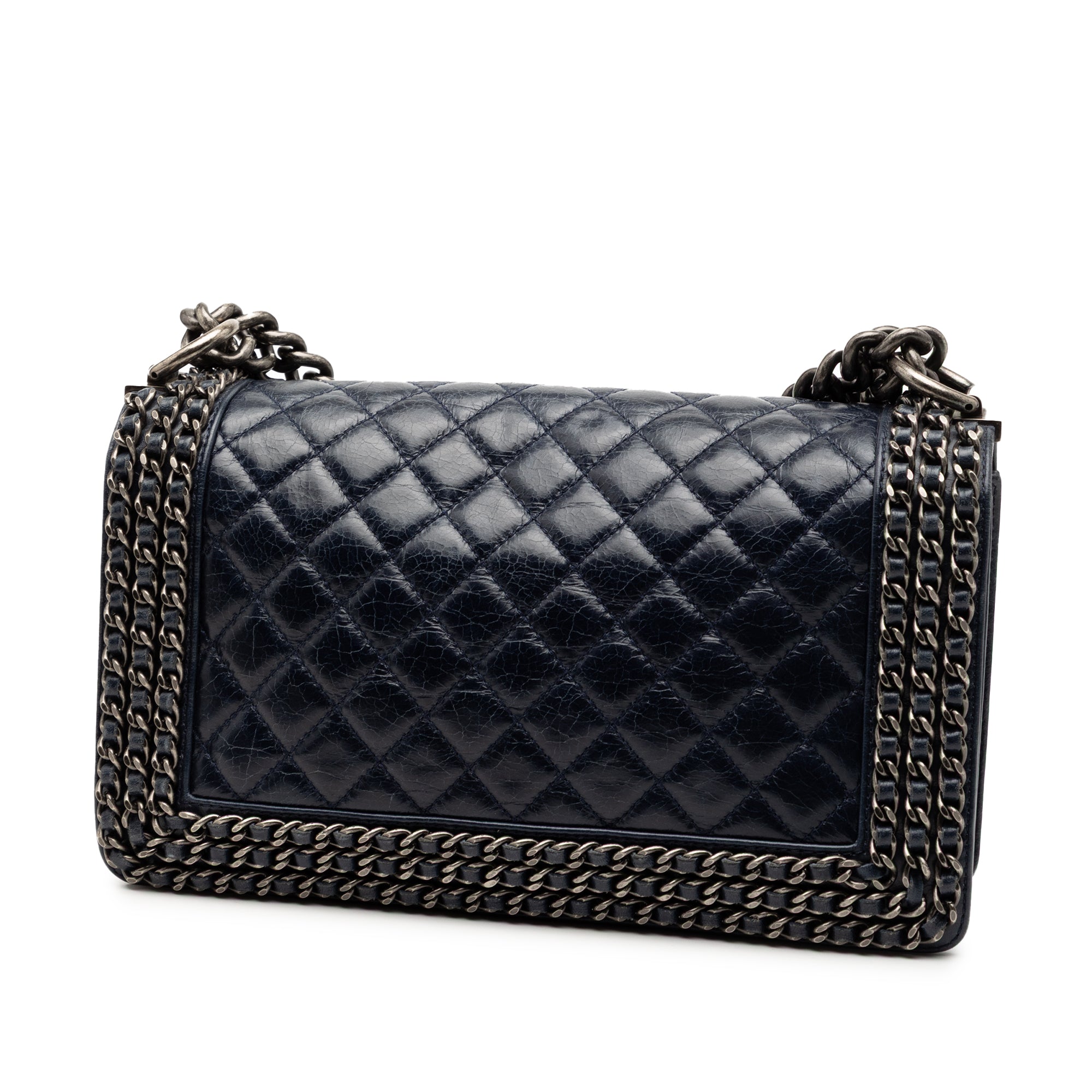 Chanel Old Medium Quilted Glazed Calfskin Chain Around Boy Flap - image 2