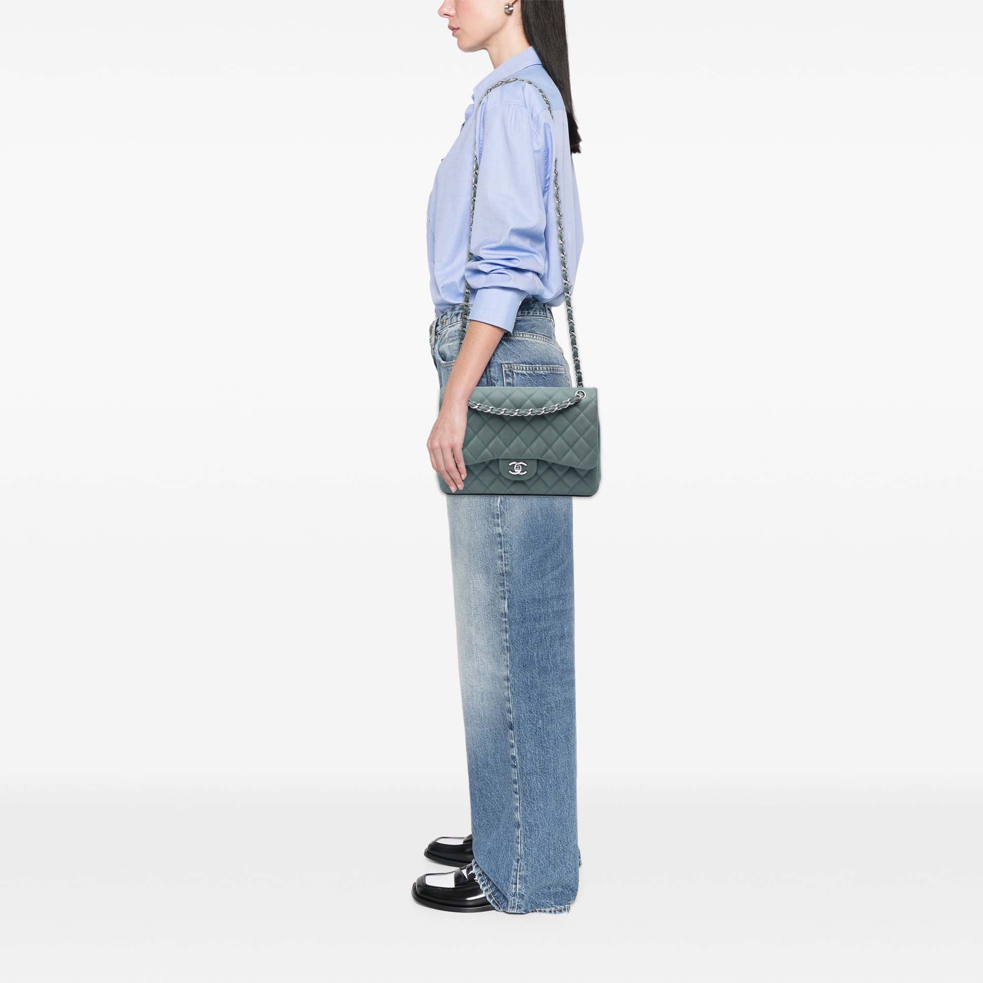 Chanel Jumbo Classic Iridescent Caviar Double Flap - image 7