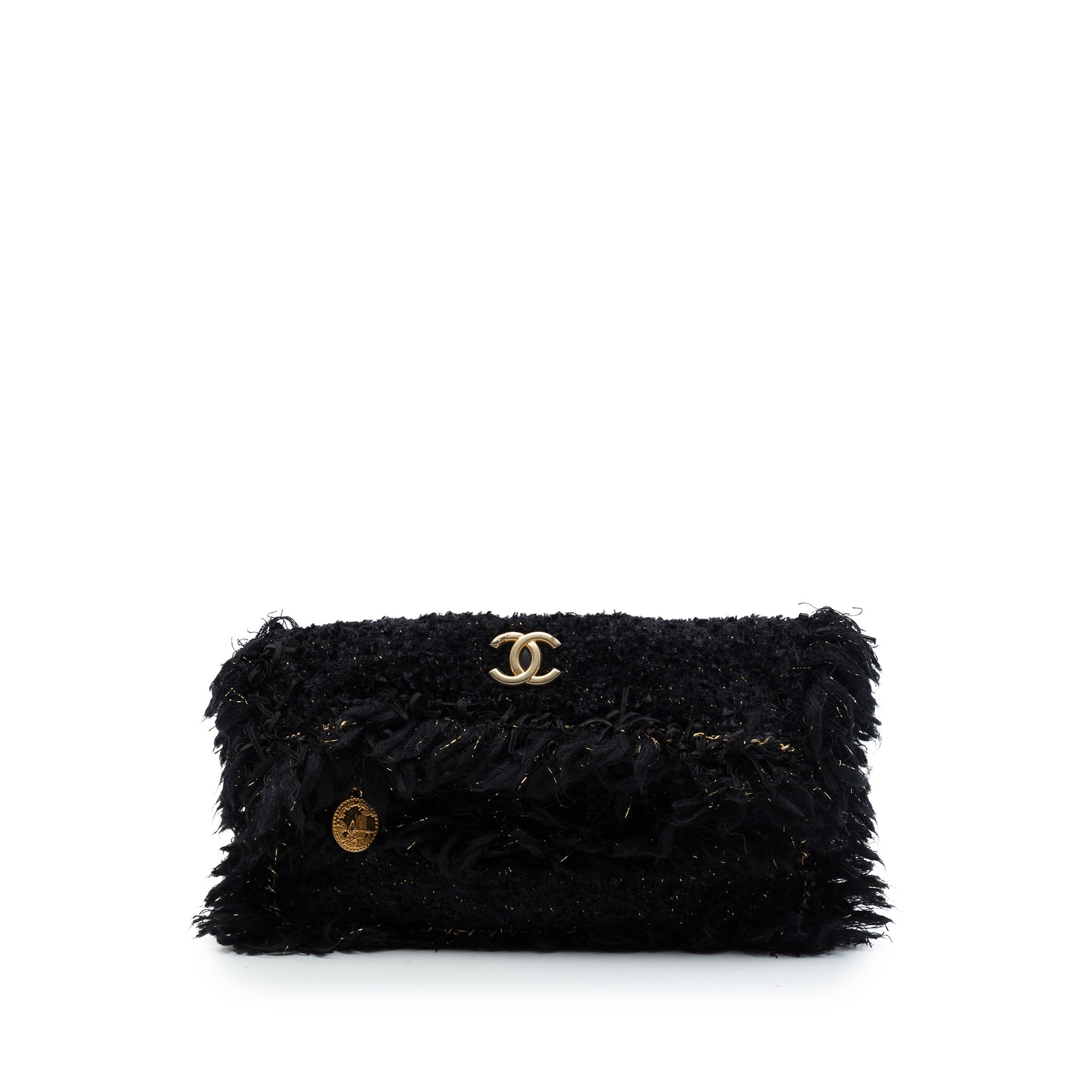 Chanel Paris Cosmopolite Tweed Fringe Clutch - image 1
