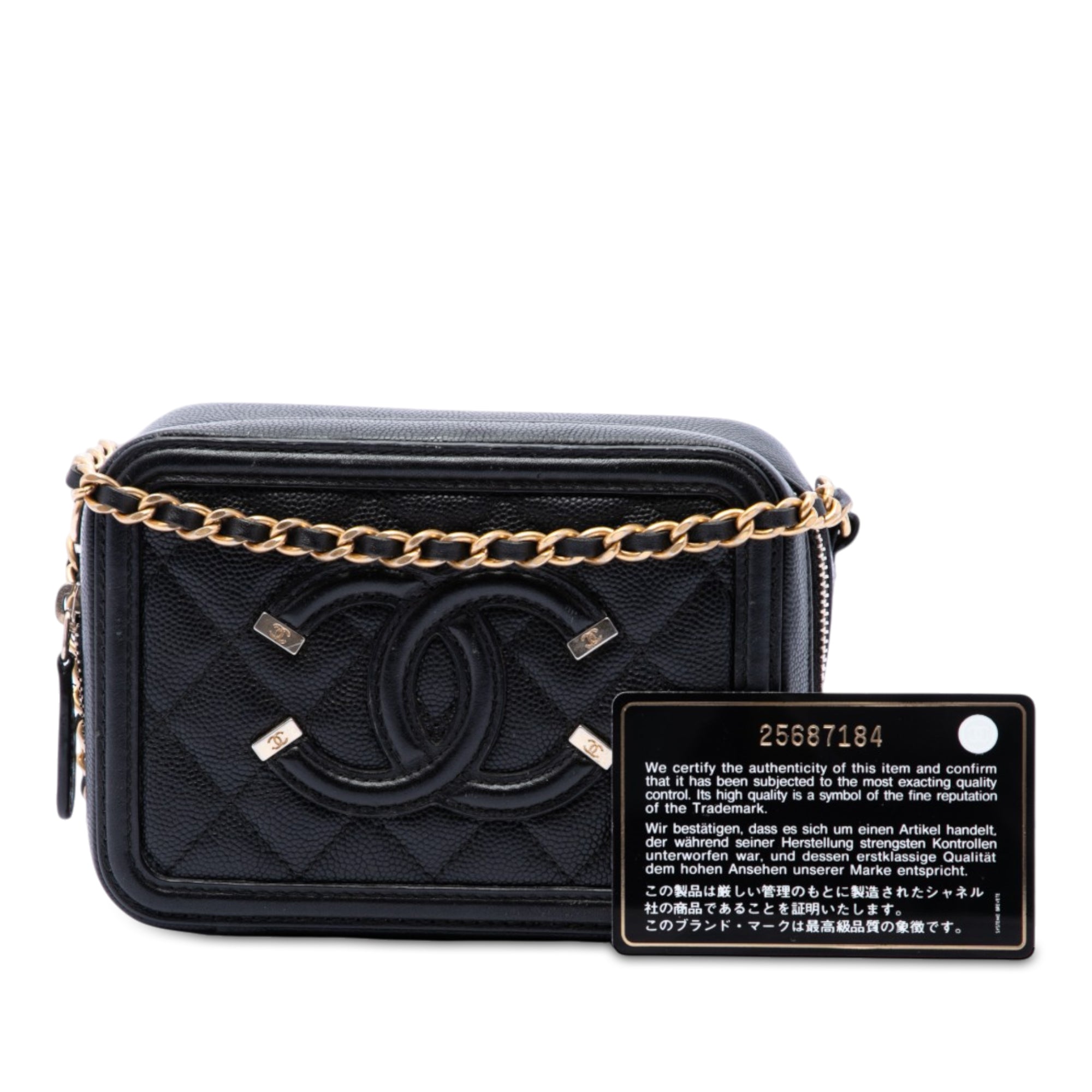 Chanel Caviar CC Filigree Vanity Clutch with Chain - image 7
