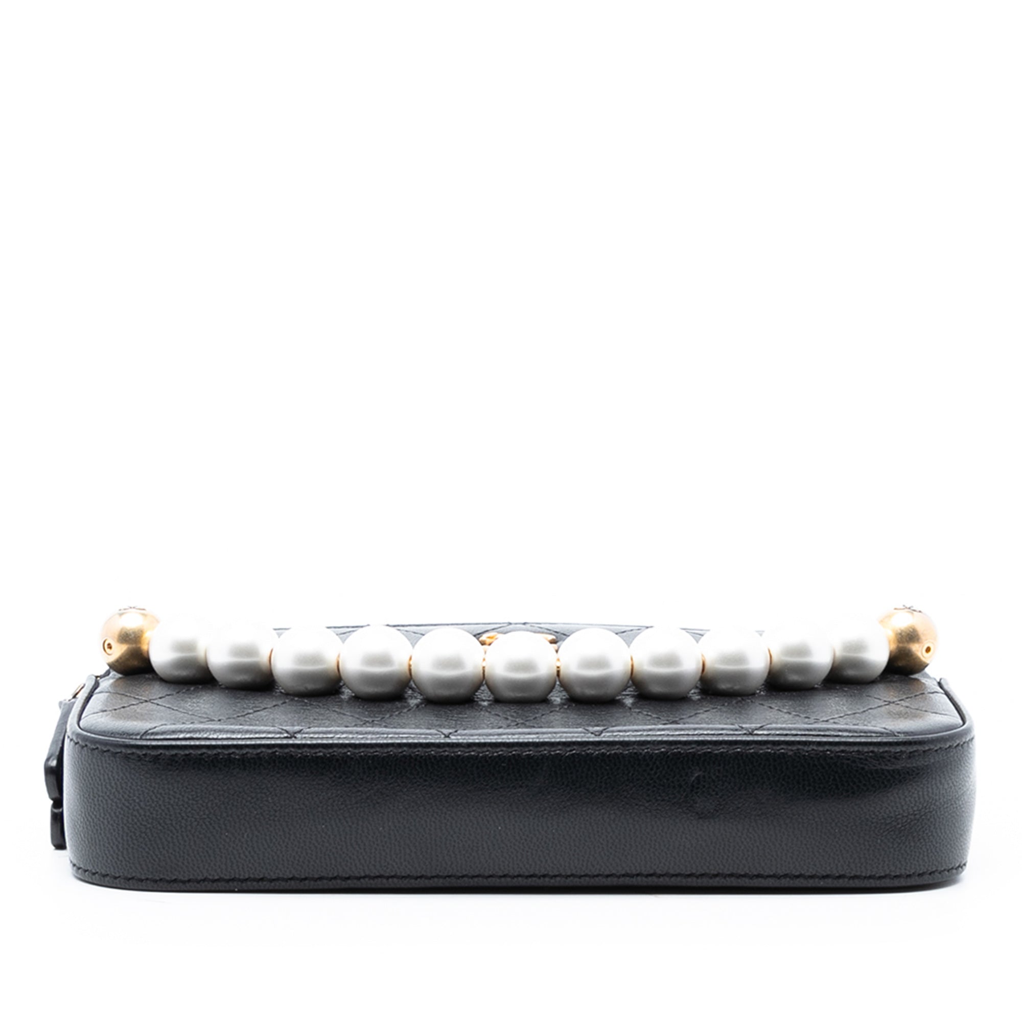 Chanel CC Quilted Goatskin Chic Pearls Double Zip Clutch With Chain - image 3