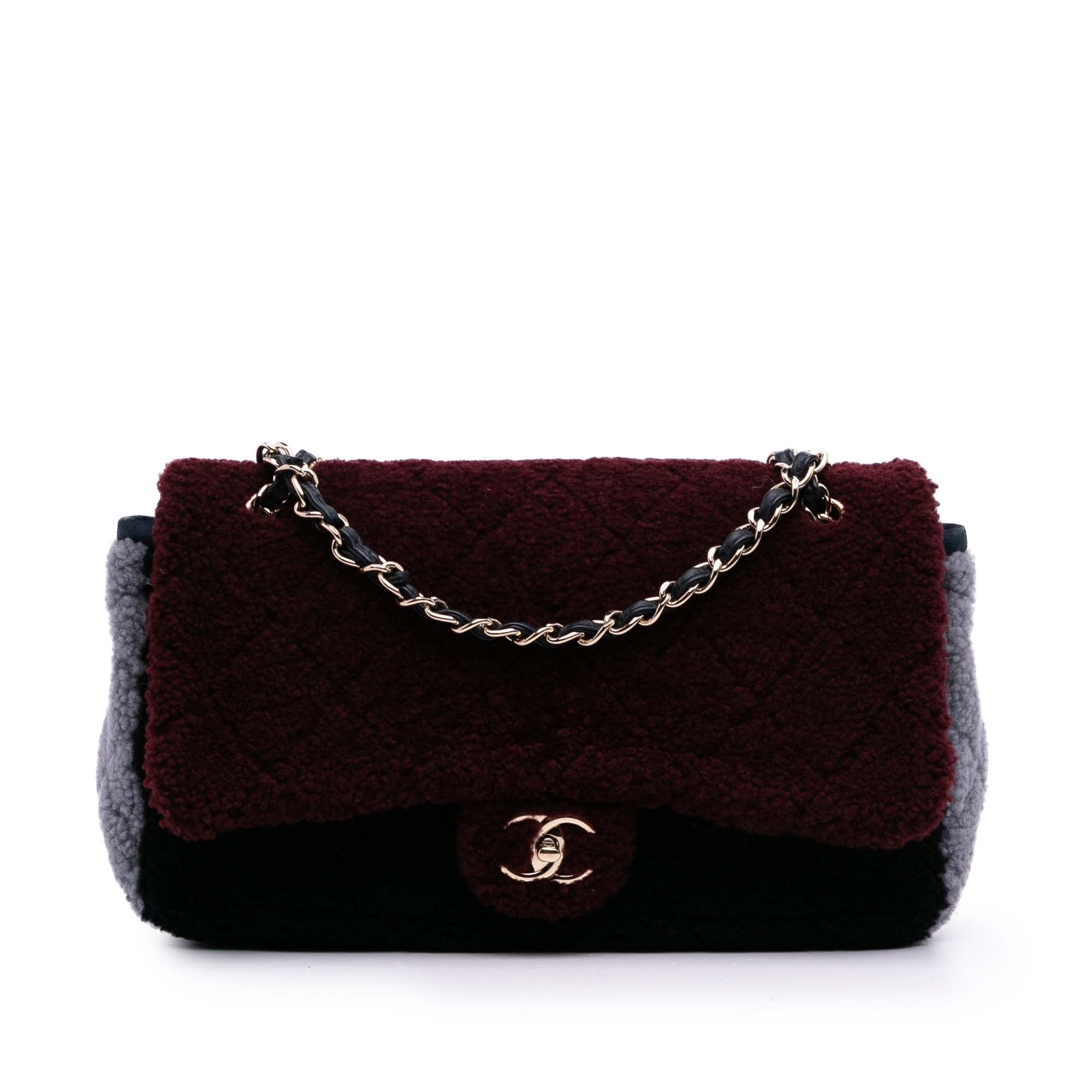 Chanel Medium Tricolor CC Quilted Shearling Single Flap - image 1