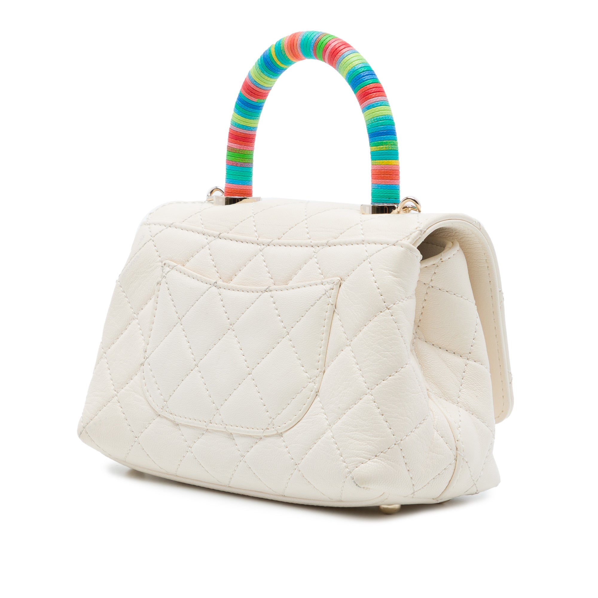 Chanel Extra Mini Quilted Goatskin Rainbow Top Handle Flap - image 2