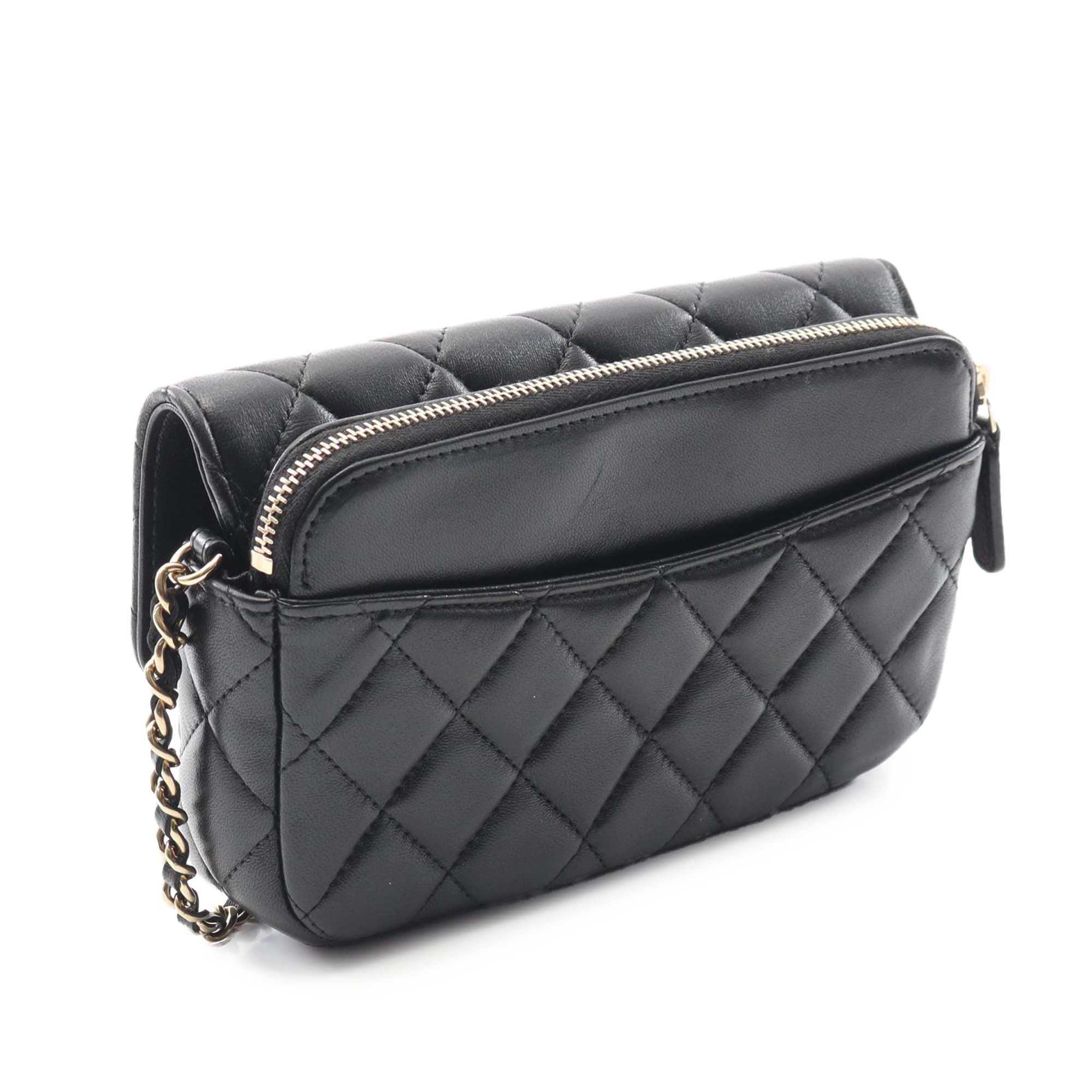 Chanel CC Quilted Lambskin Flap Phone Holder Wallet on Chain - image 2