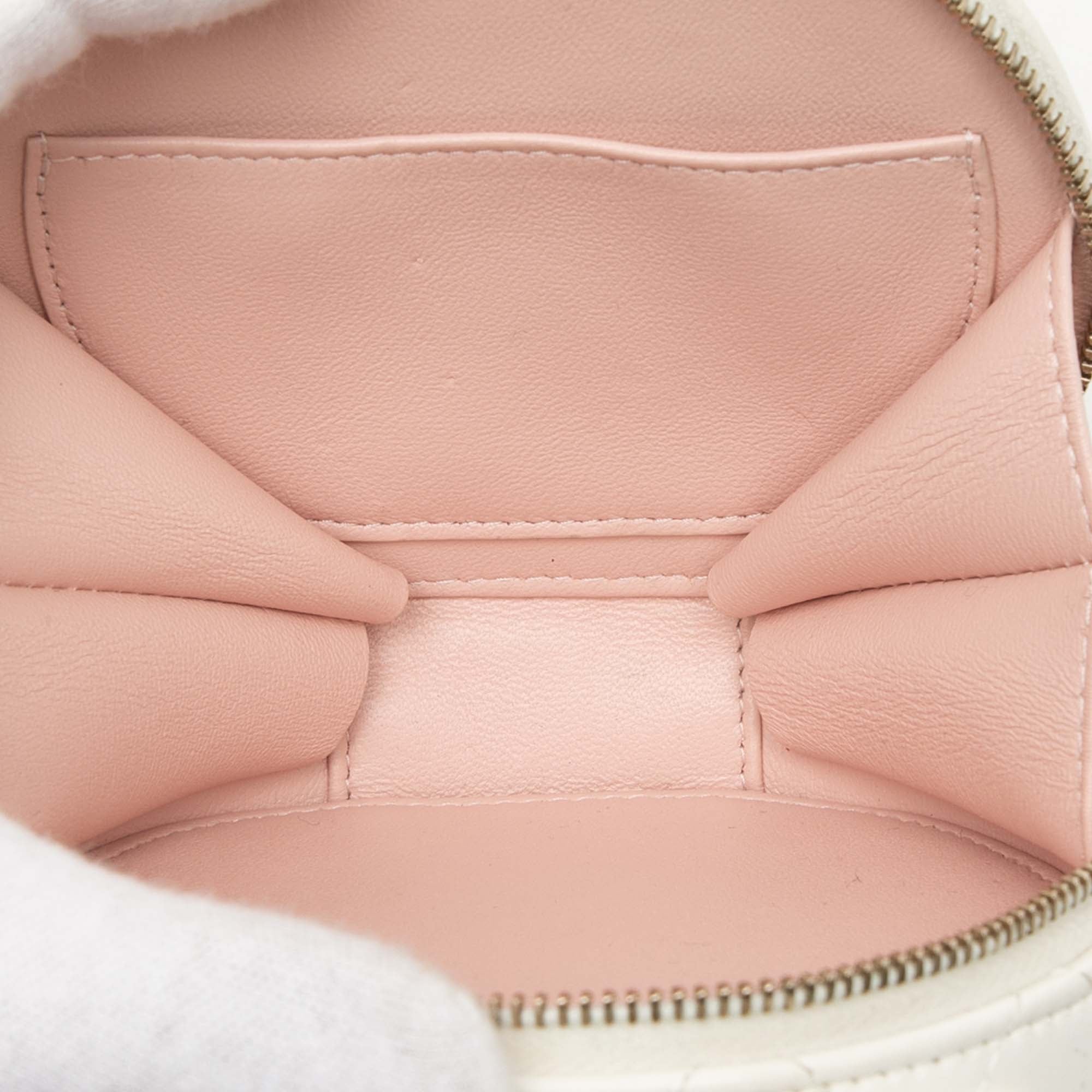 Chanel Quilted Lambskin Handle With Care Round Vanity Case with Chain - image 4