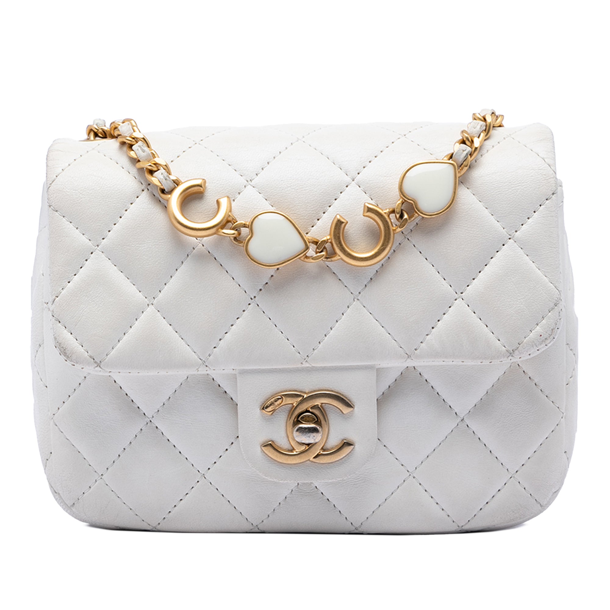 Chanel Mini Square Classic Lambskin Enamel Coco Hearts Single Flap - image 1
